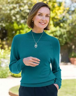 New Teal Merino Turtle Neck Jumper