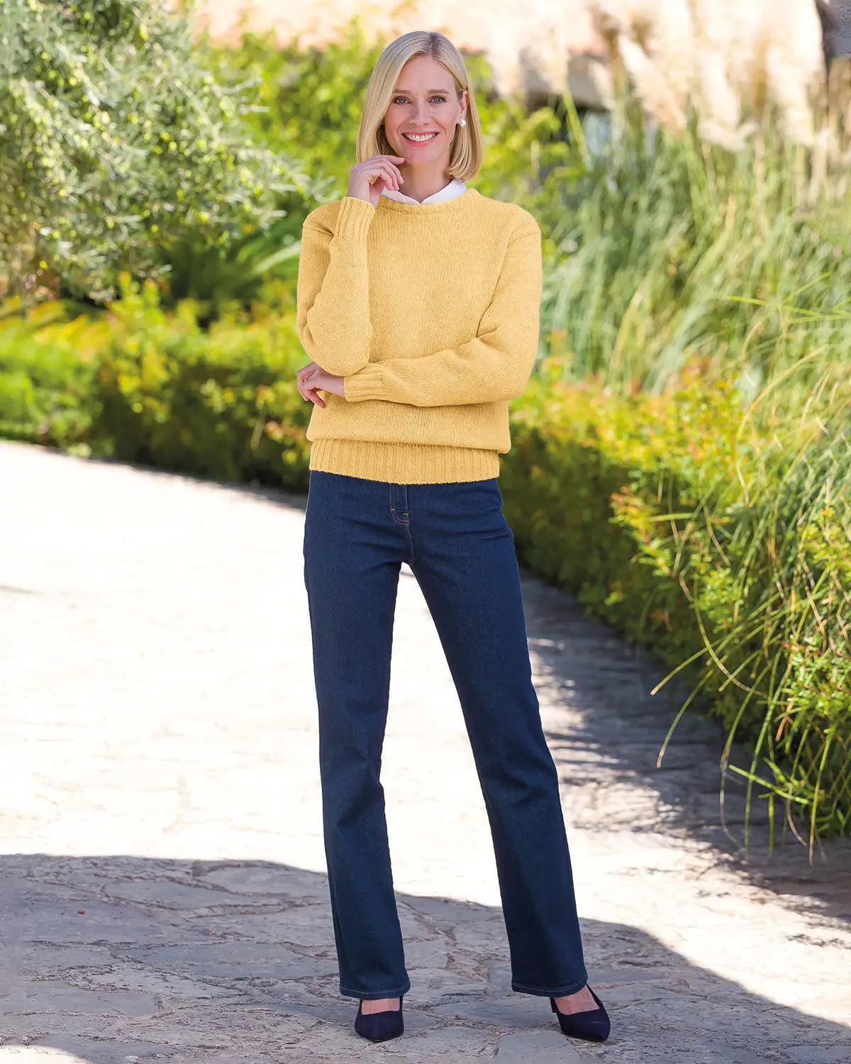 Ladies’ Pure Shetland Wool Crew Neck Jumper – Buttermilk