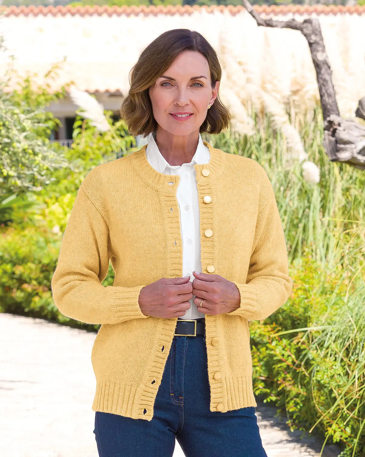 Ladies’ Pure Shetland Wool Cardigan – Buttermilk