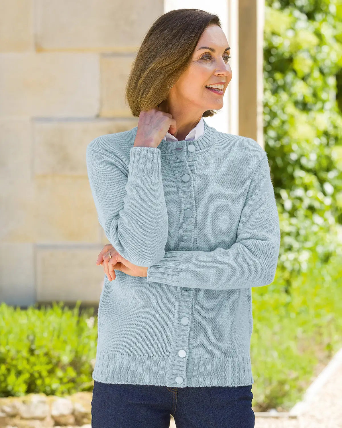 Ladies’ Pure Shetland Wool Cardigan – Ice