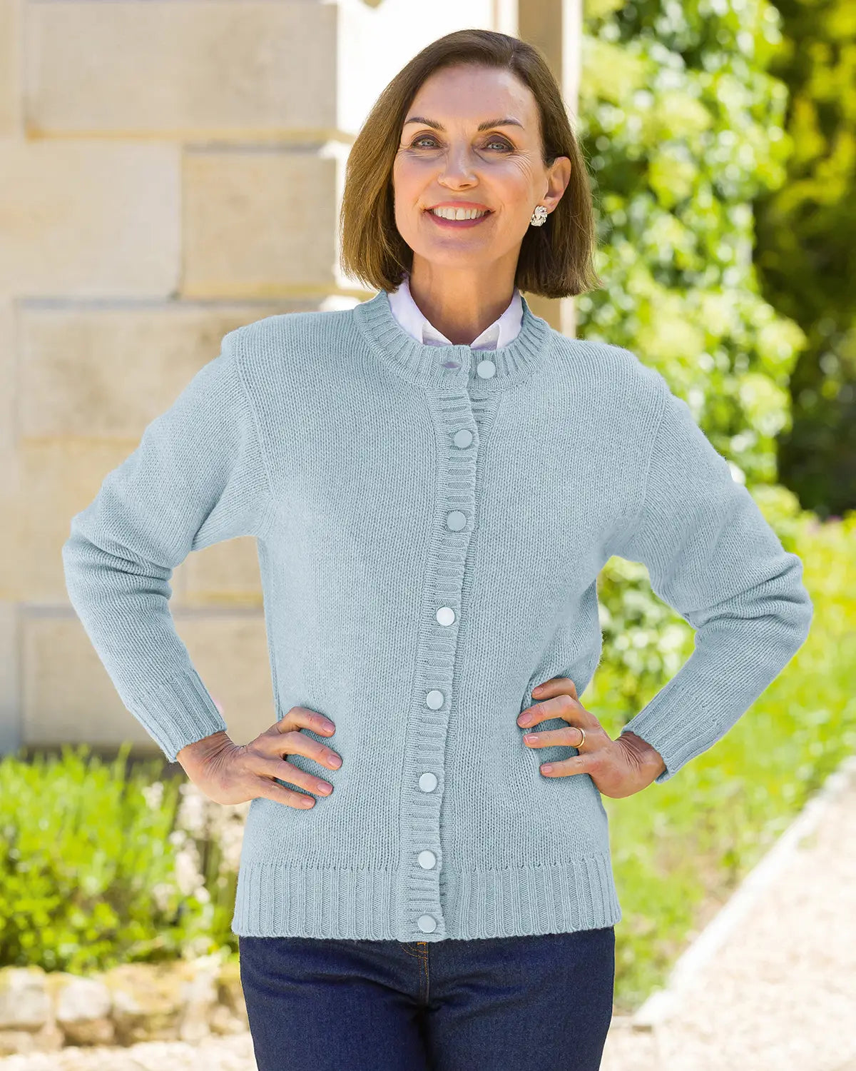 Ladies’ Pure Shetland Wool Cardigan – Ice