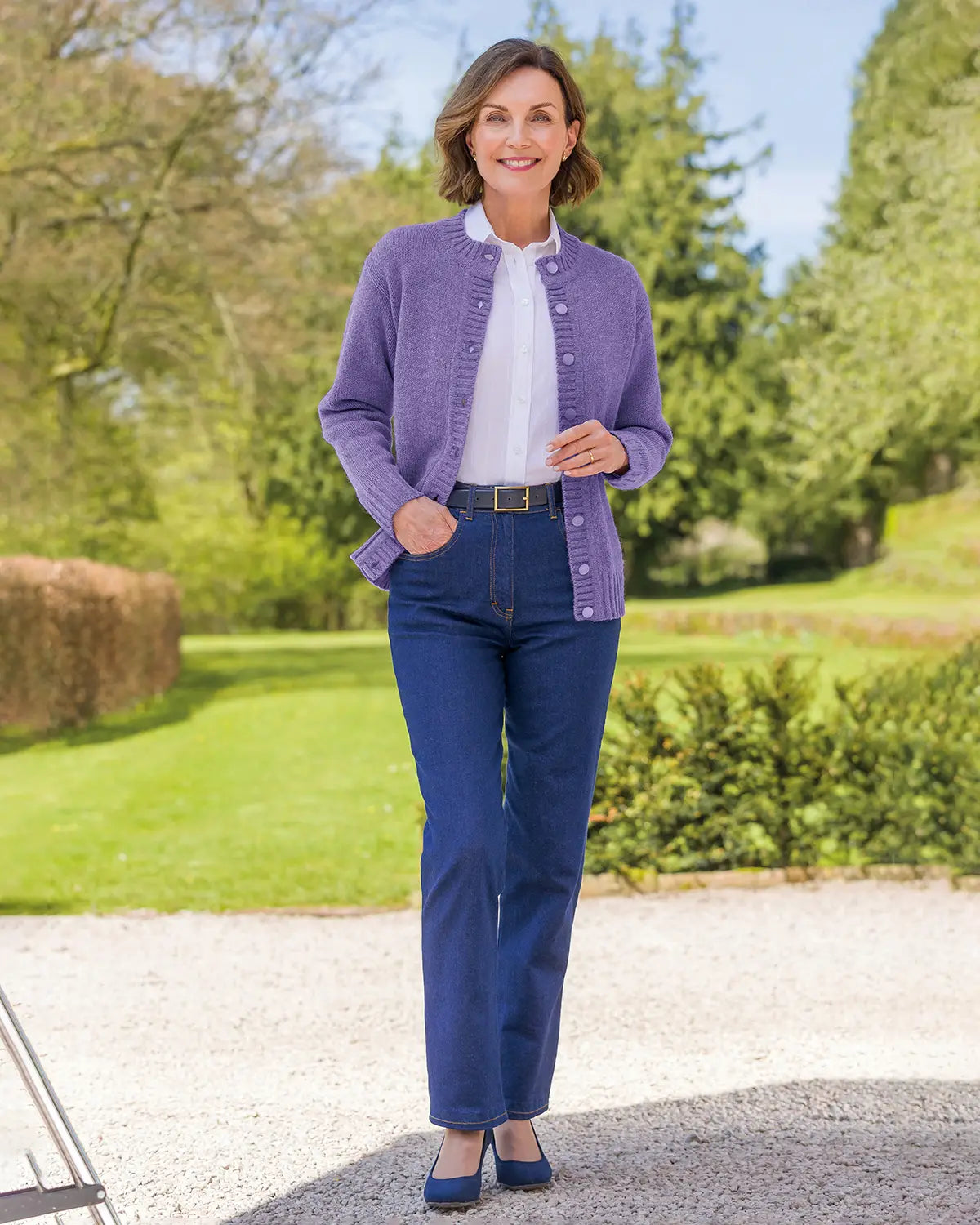 Ladies’ Pure Shetland Wool Cardigan – Lilac