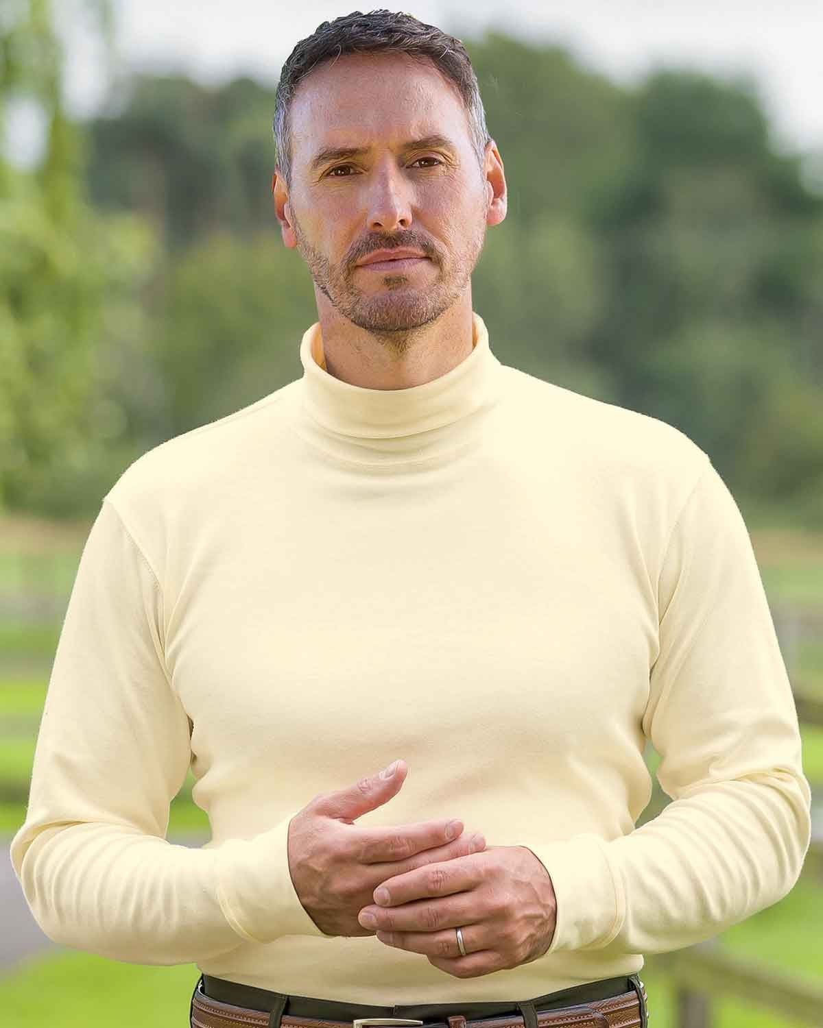 Pure Cotton Polo Neck  - Cream - Country Collection