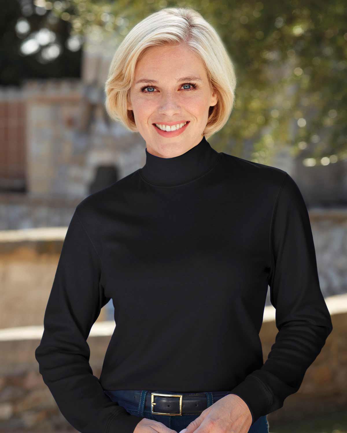 Ladies Cotton Black Turtle Neck Top - Country Collection