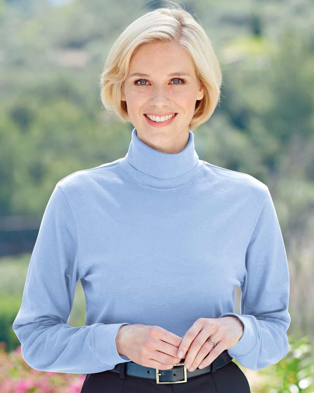 Cotton Polo Necks - Pale Blue - Country Collection