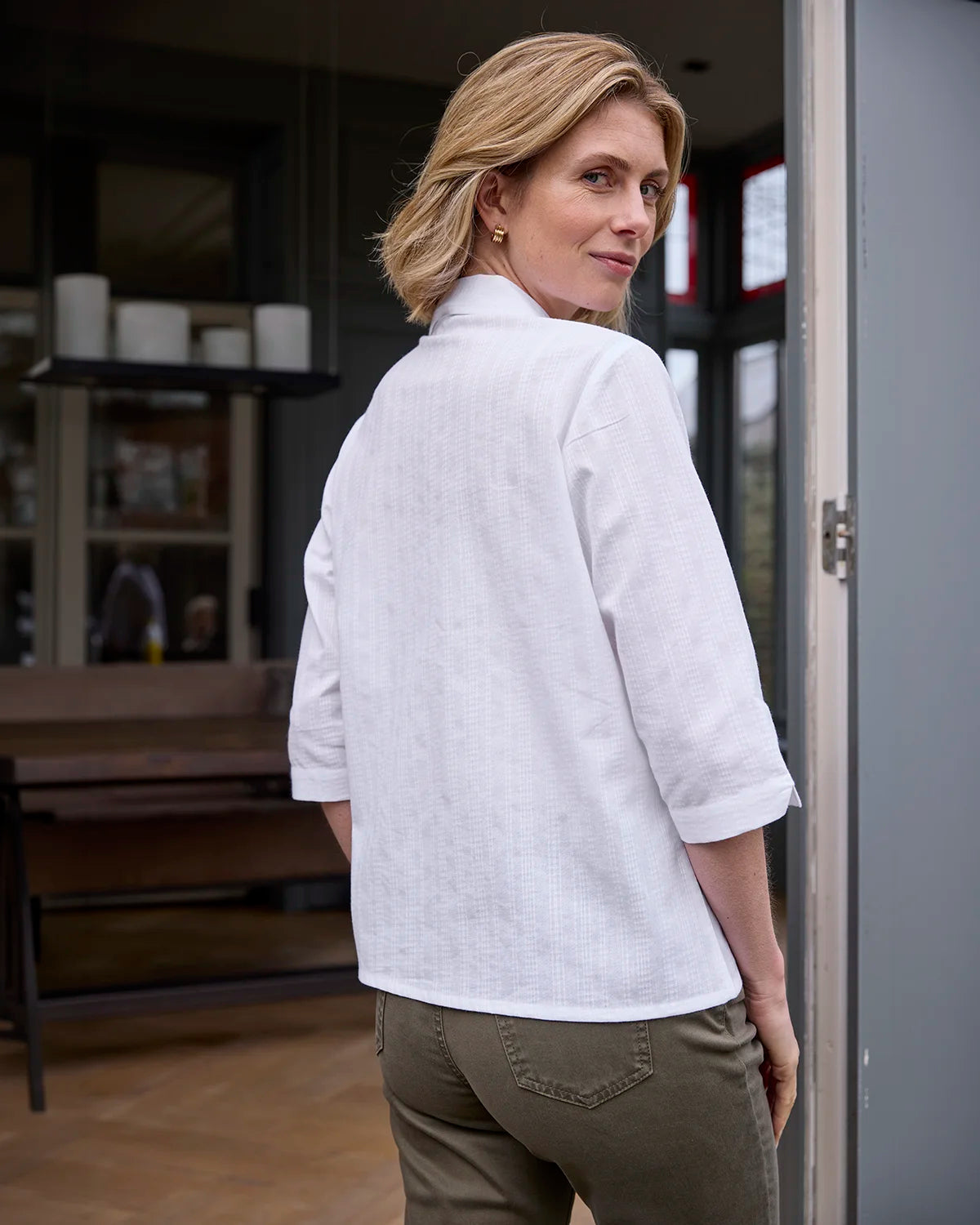 Beverley White Pure Cotton Short Sleeve Blouse