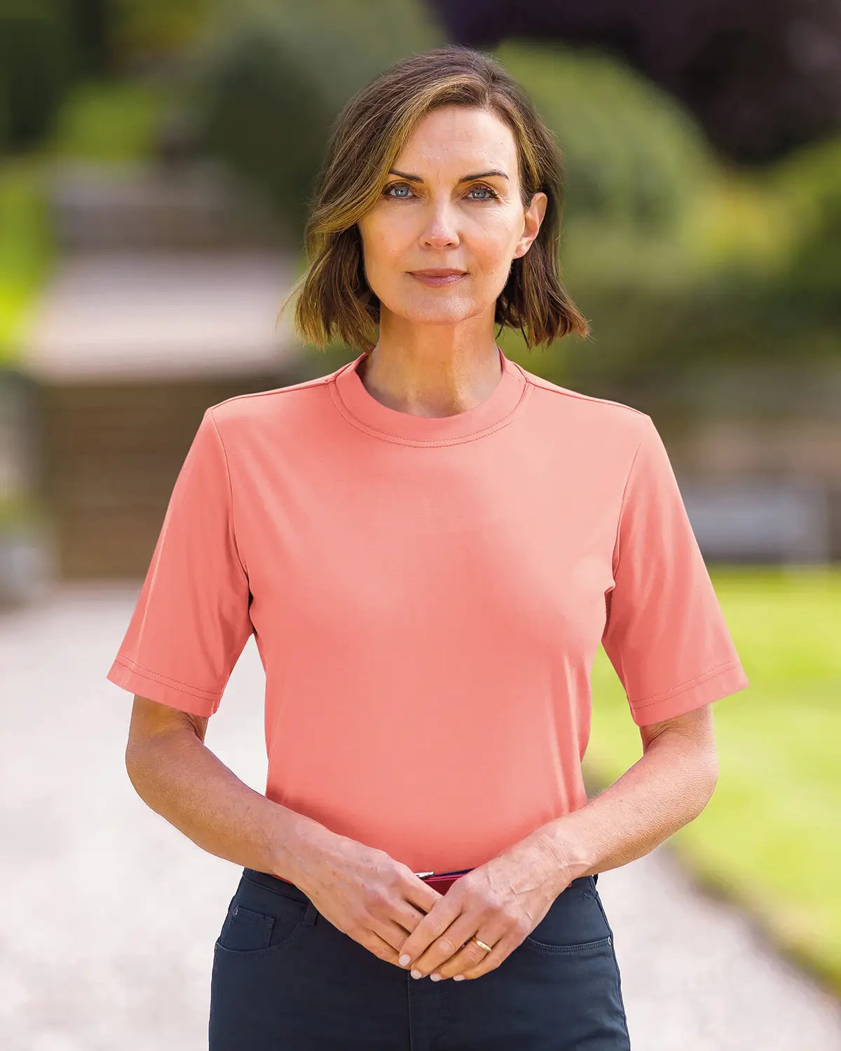 Ladies’ Silky Cotton Crew Neck Top – Coral