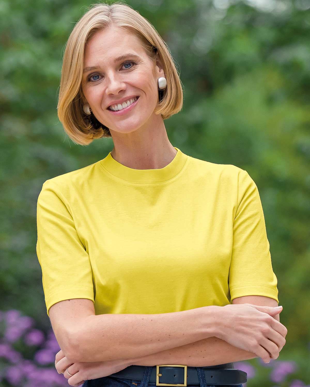 Silky Cotton Crew Neck Top - Celery - Country Collection