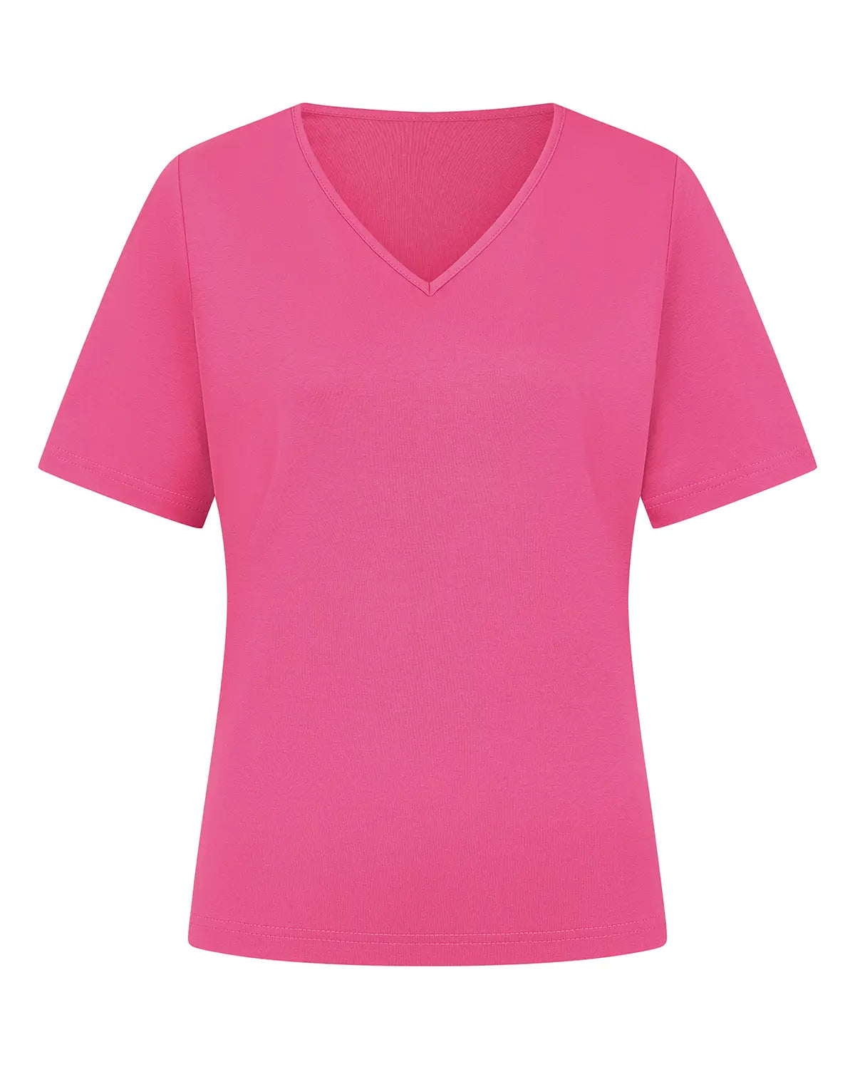 Ladies’ Silky Cotton V-Neck Top – Raspberry