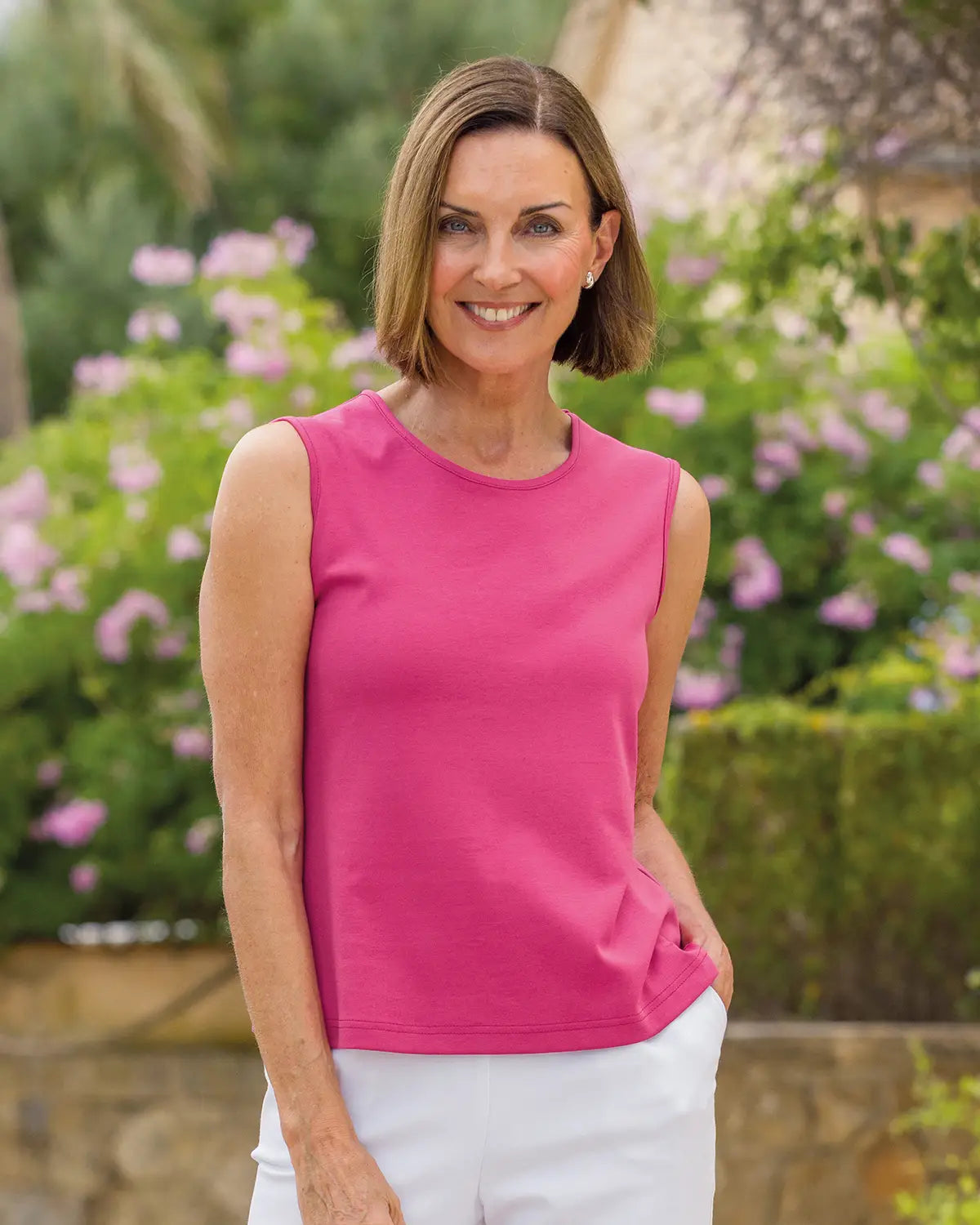 Ladies’ Silky Cotton Sleeveless Top – Raspberry