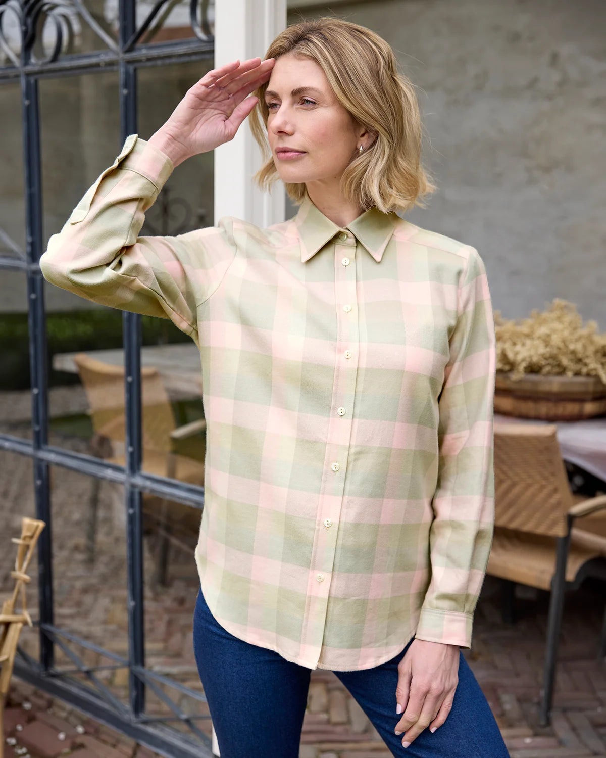 Blaine Soft Handle Pure cotton Checked Blouse