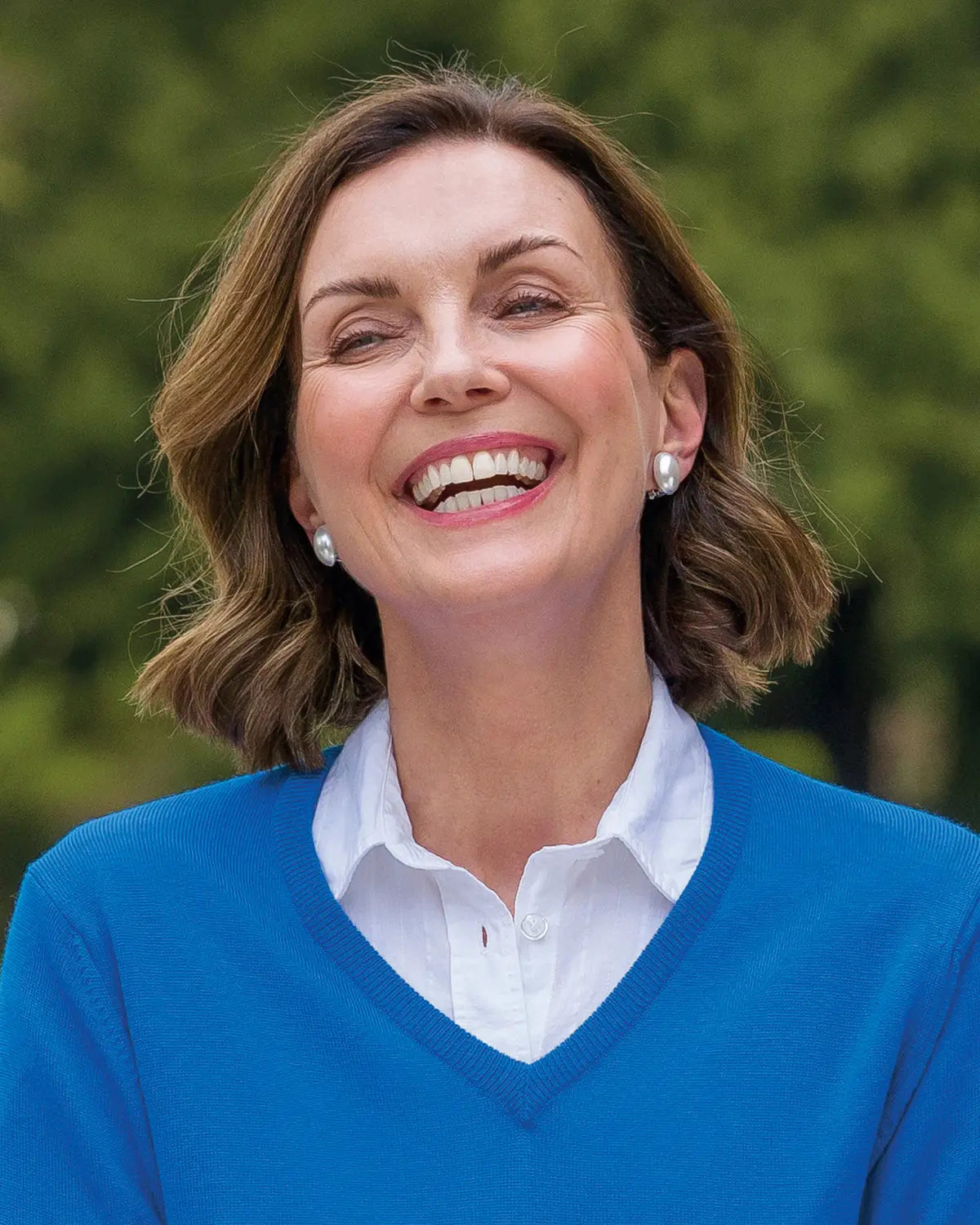Ladies’ Pure Merino Wool V Neck Jumper – Azure