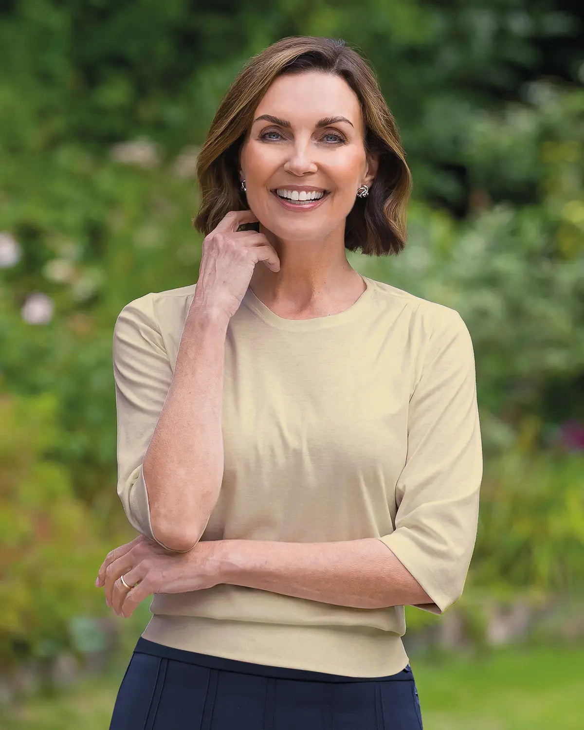 Ladies’ Pure Cotton Blouson Top – Champagne