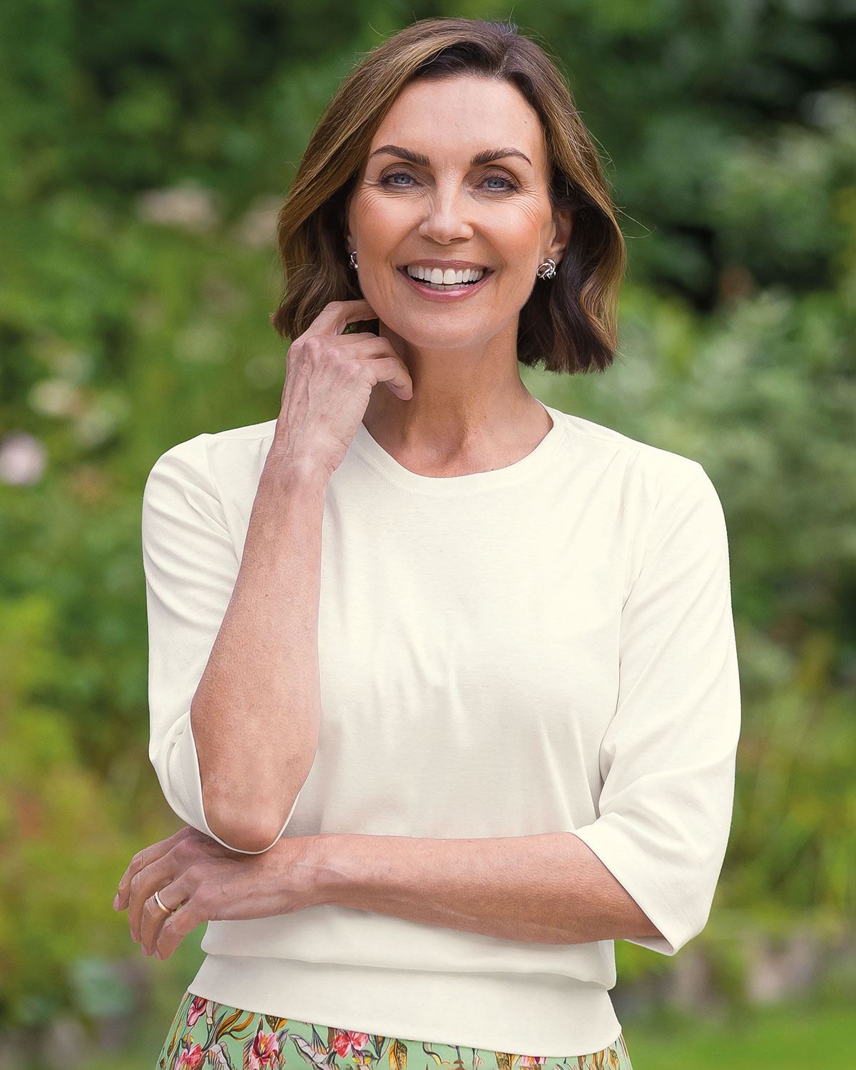 Plain Pure Cotton Blouson Top - Cream - Country Collection