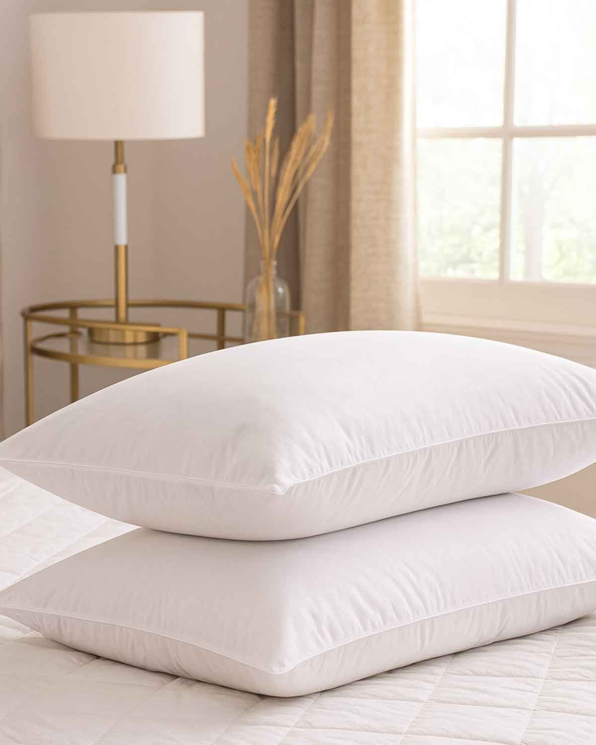 Pair of Goose Feather and Down Luxury Pillows - Country Collection