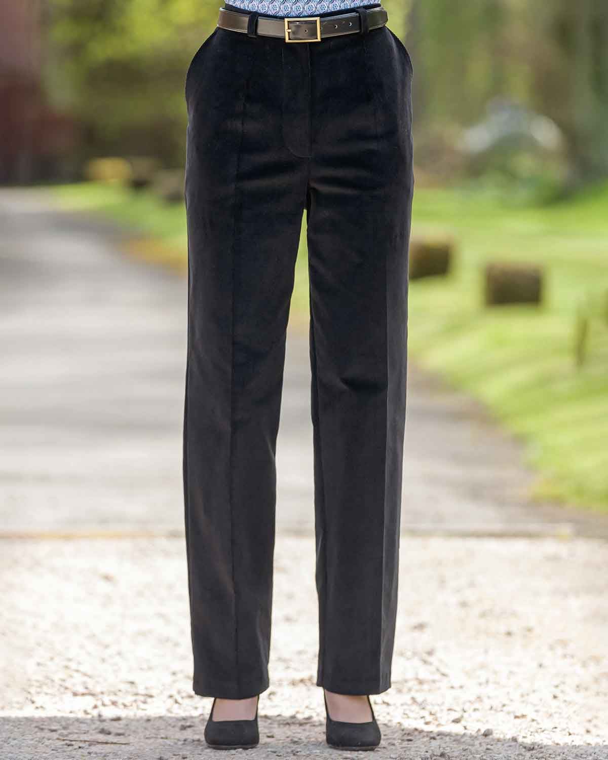 Needlecord Trousers  Ladies - Black - Country Collection