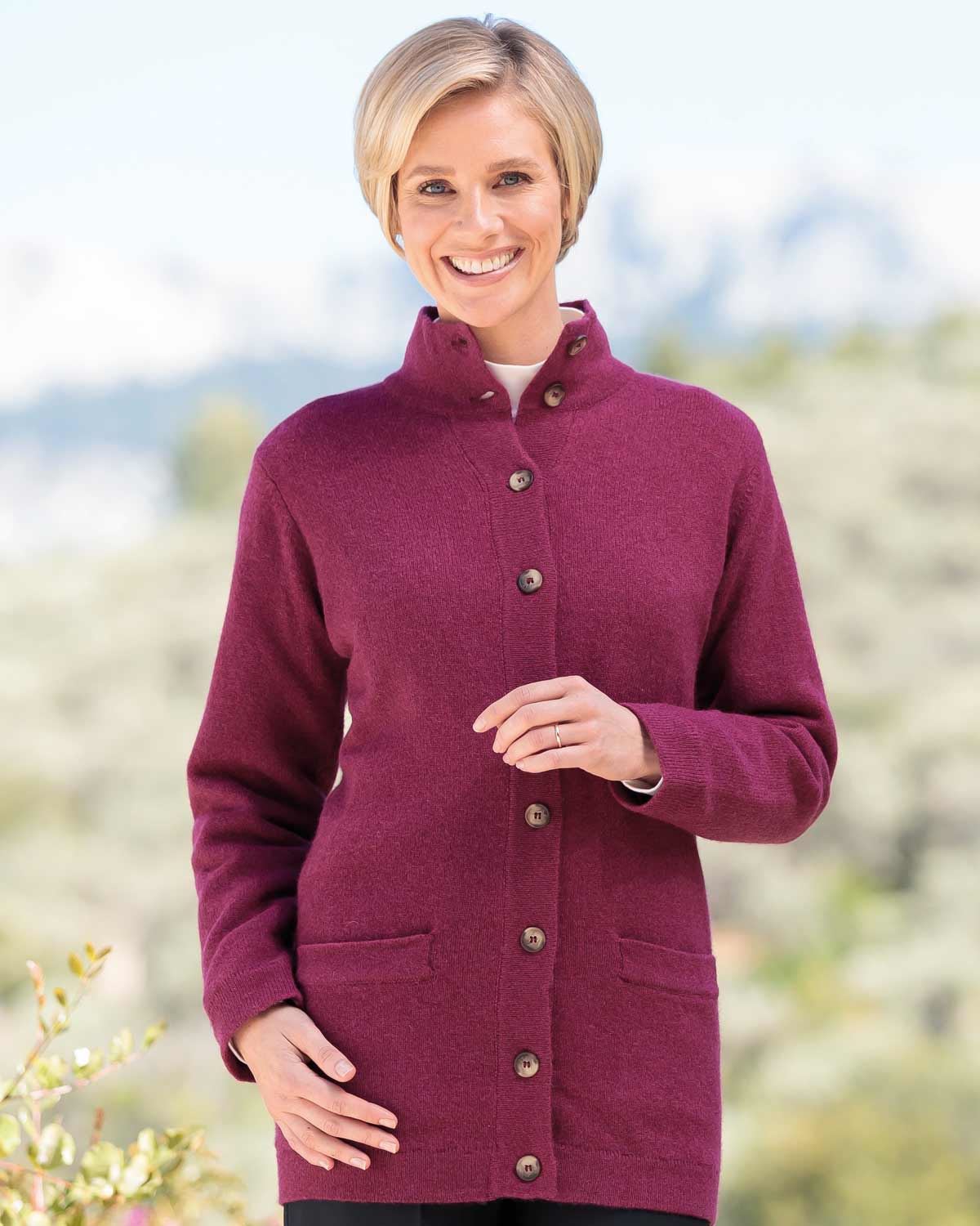 Georgina Pure Lambswool Jacket - Cherry - Country Collection
