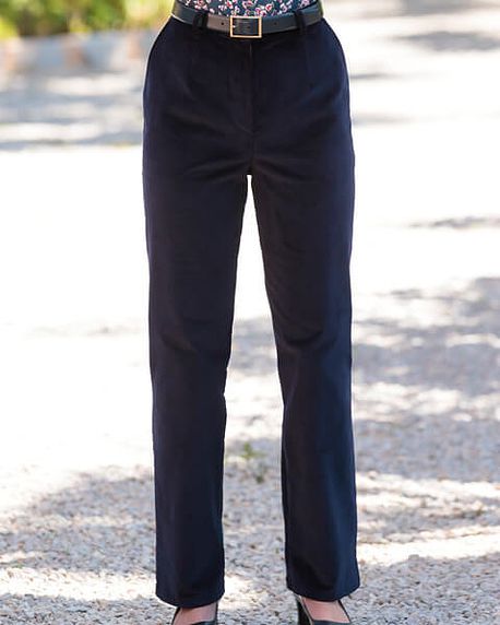 Needlecord Trousers  Ladies - Navy - Country Collection