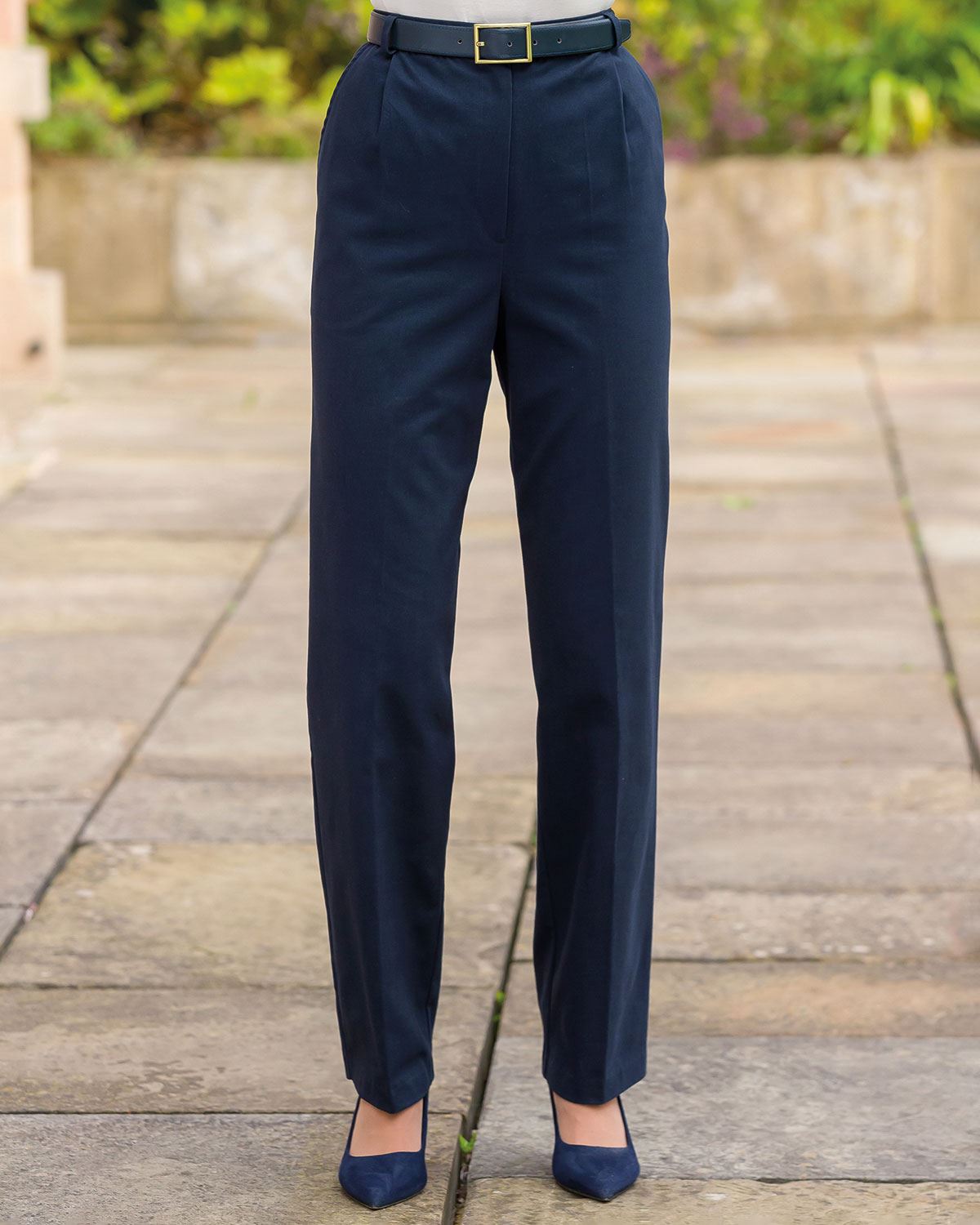 Chino Flat Front Trousers - Navy - Country Collection