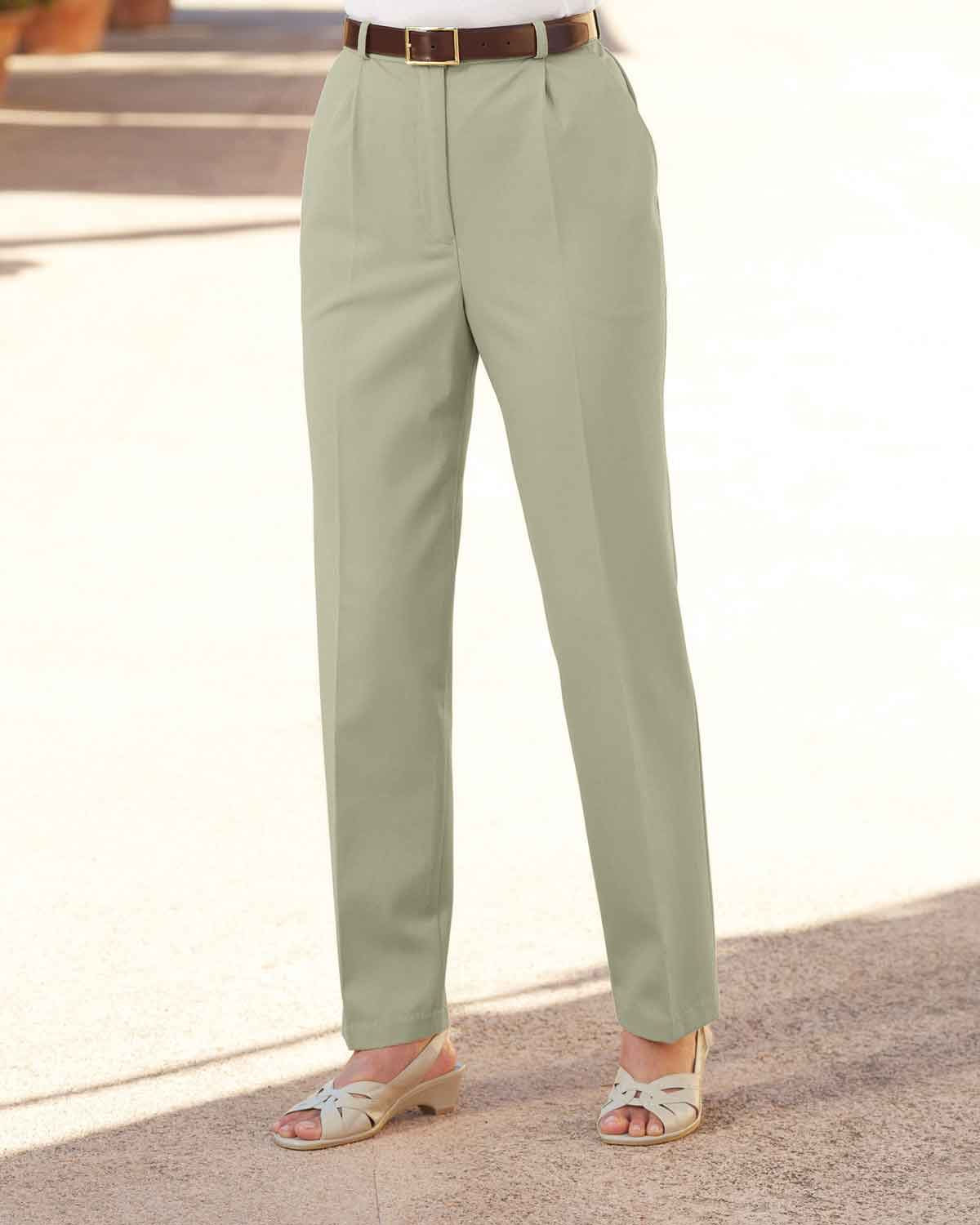 Chino Flat Front Trousers - Olive - Country Collection