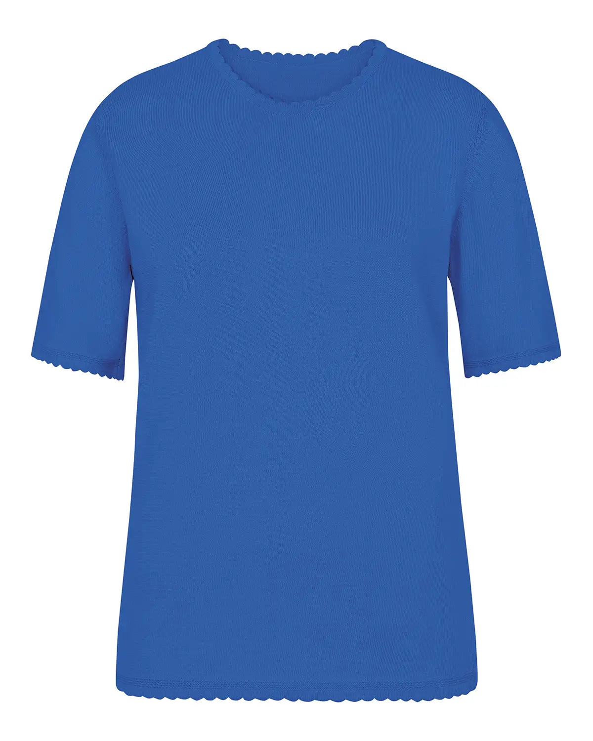 Ladies’ Pure Cotton Scalloped Edge Top – Cobalt
