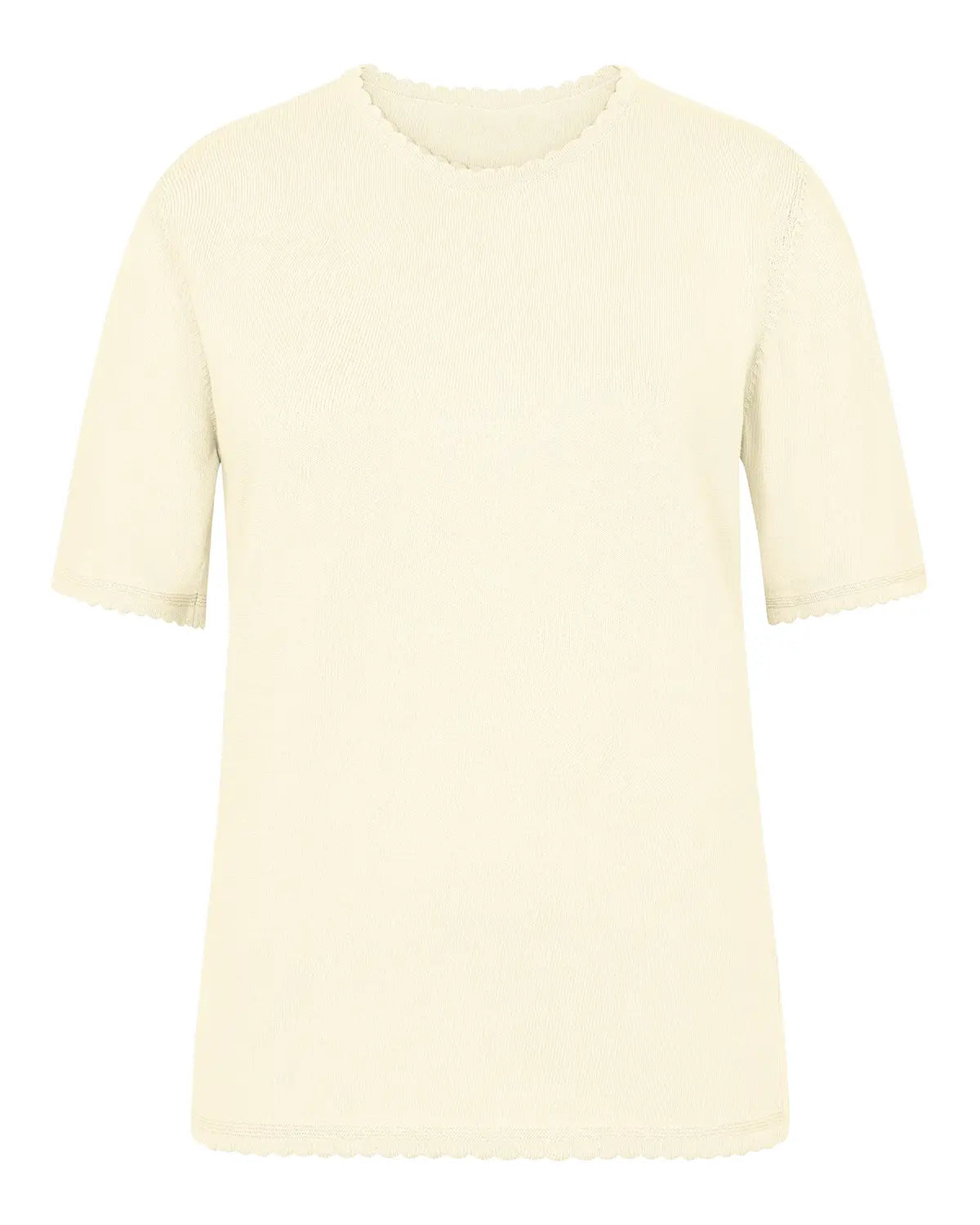 Ladies’ Pure Cotton Scalloped Edge Top – Ecru