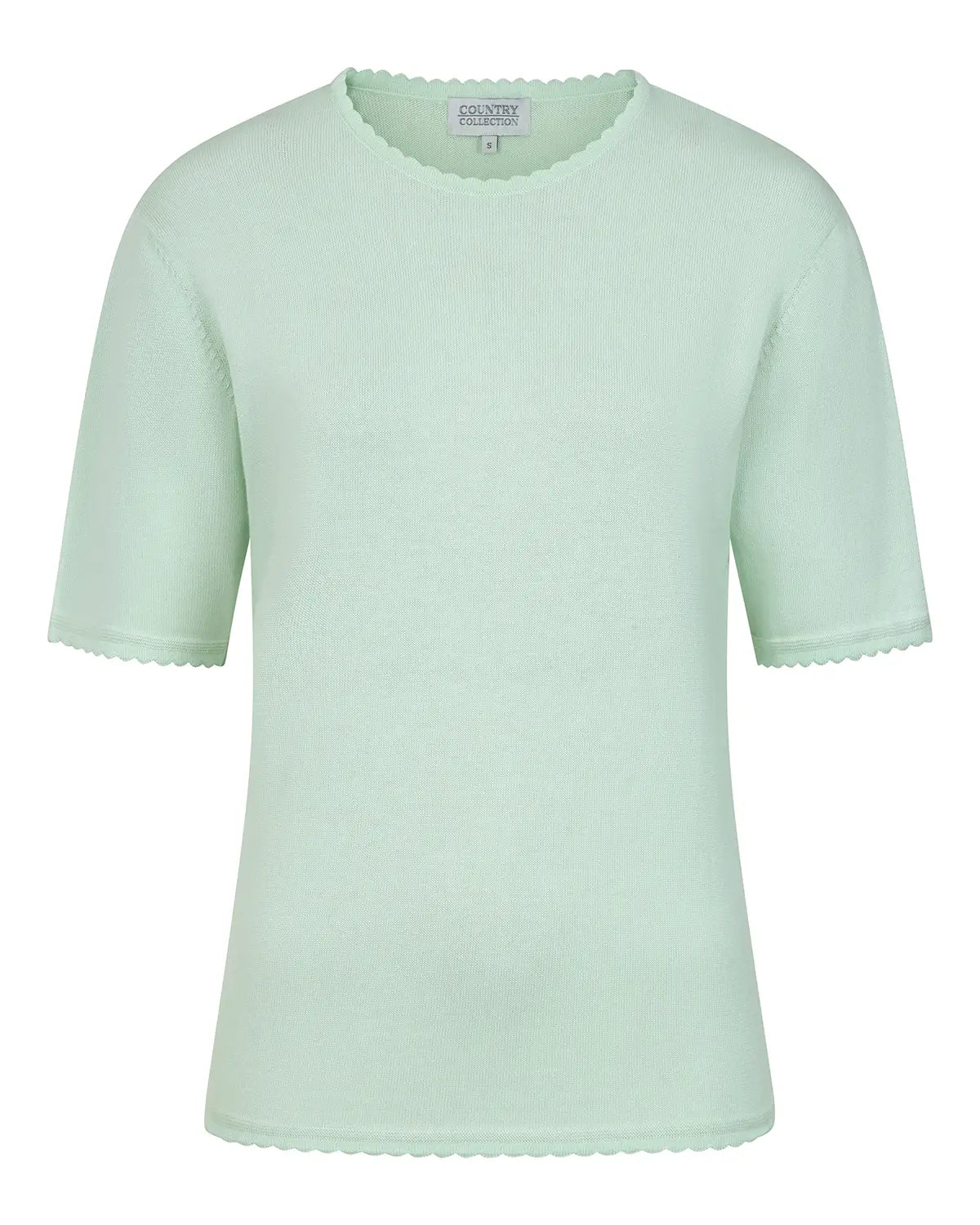 Ladies’ Pure Cotton Scalloped Edge Top – Mint