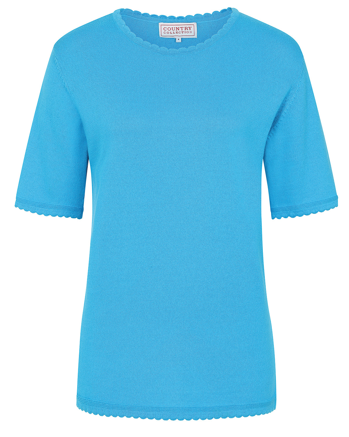 Ladies’ Pure Cotton Scalloped Edge Top – Turquoise