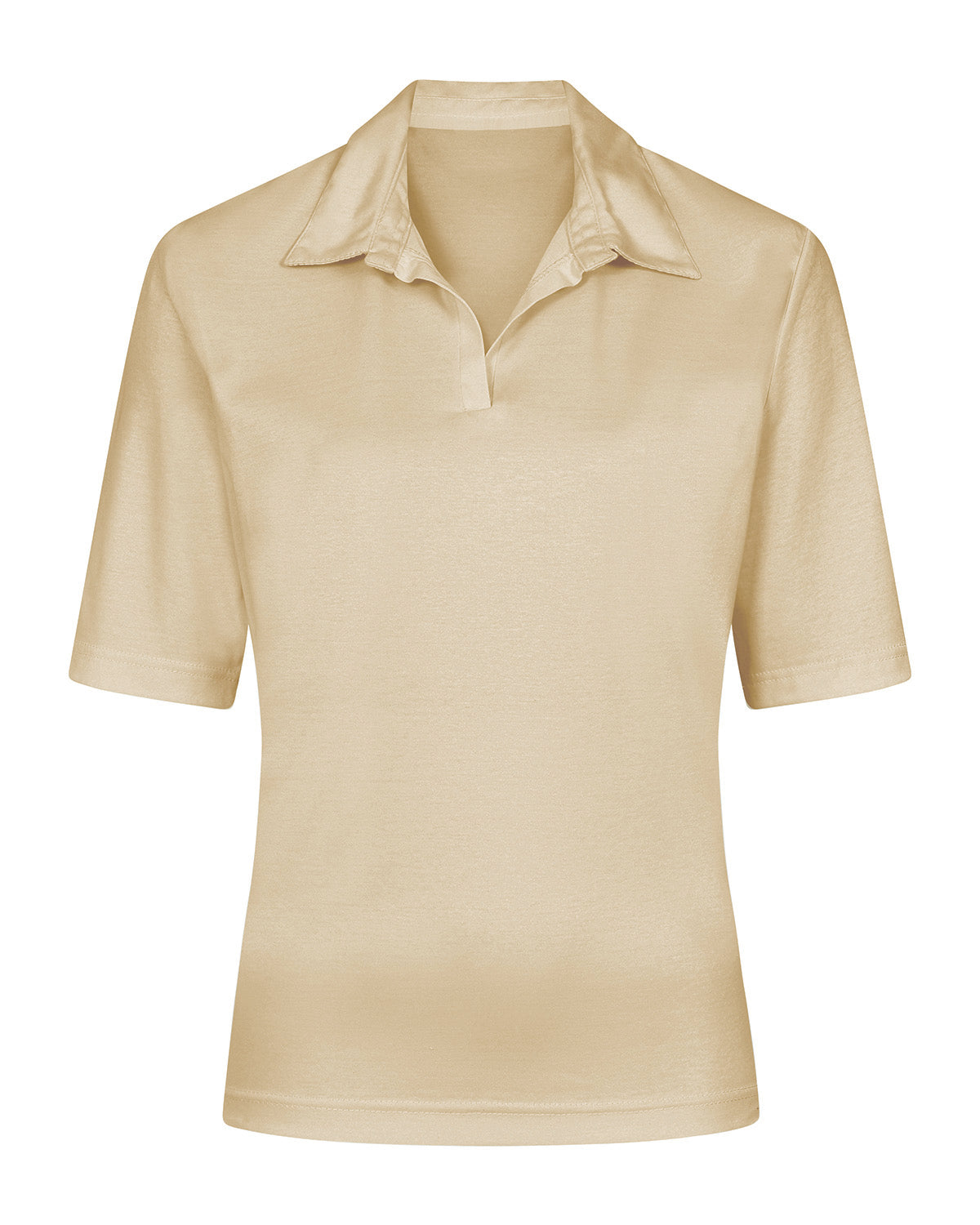 Ladies’ Silky Cotton Short Sleeve Polo Top – Champagne