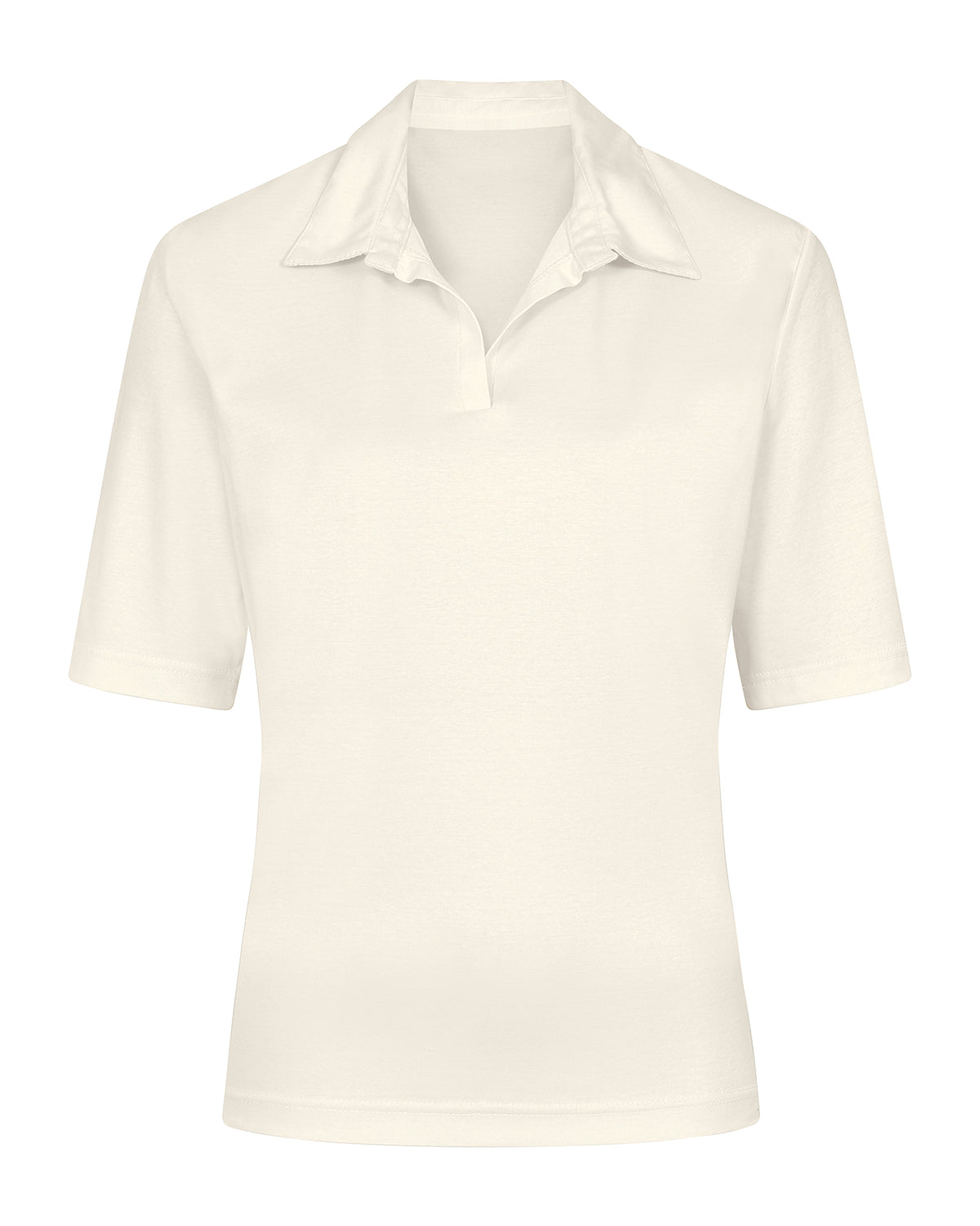 Ladies’ Silky Cotton Short Sleeve Polo Top – Cream