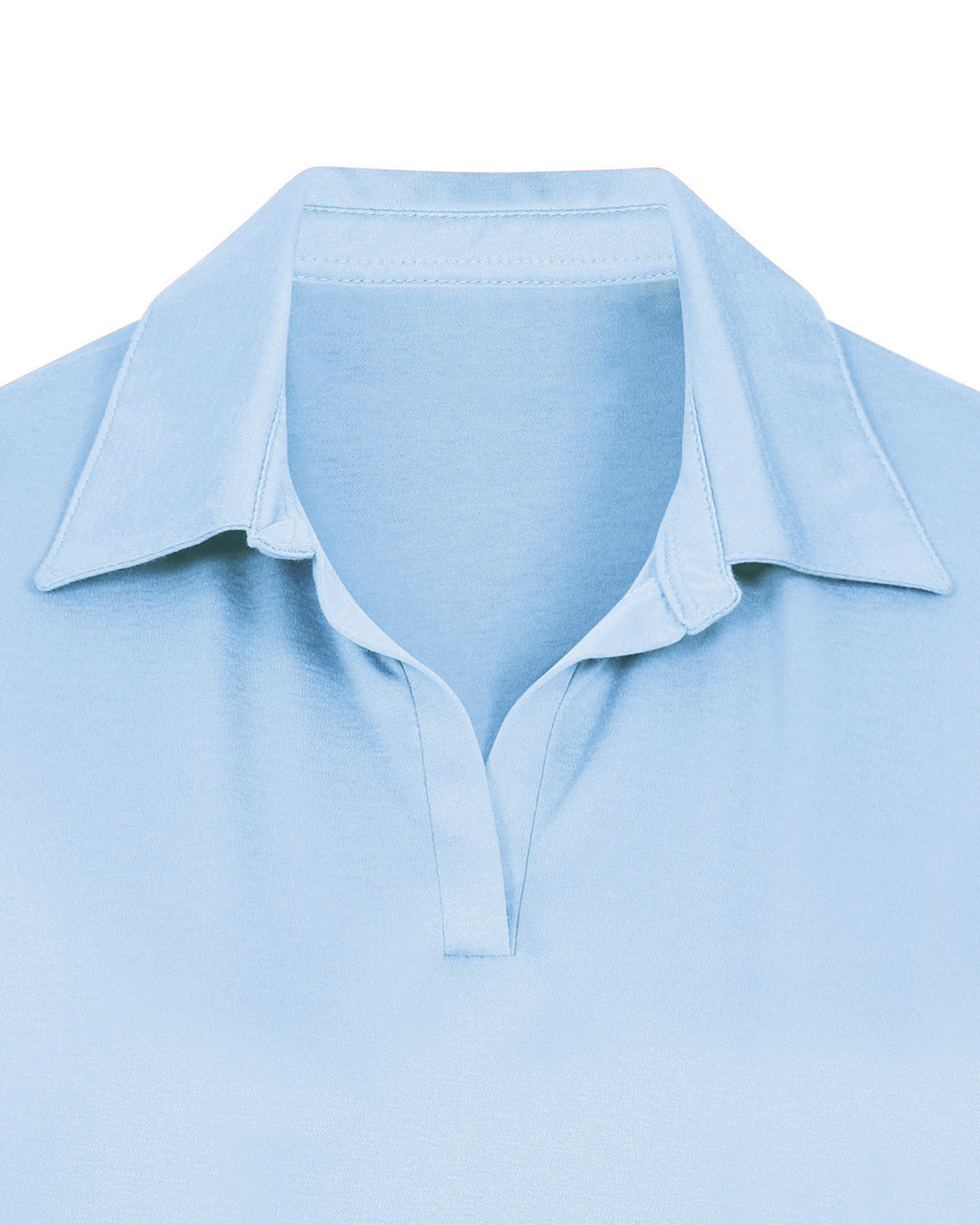 Ladies’ Silky Cotton Short Sleeve Polo Top – Pale Blue