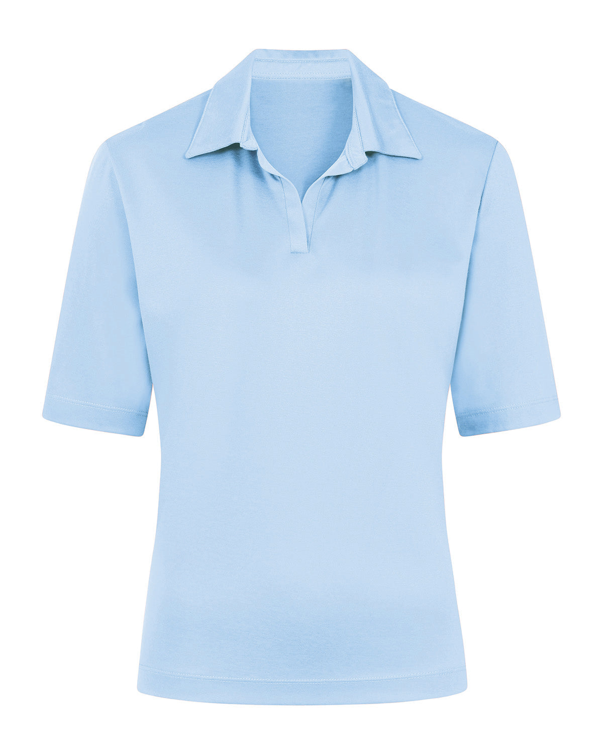 Ladies’ Silky Cotton Short Sleeve Polo Top – Pale Blue