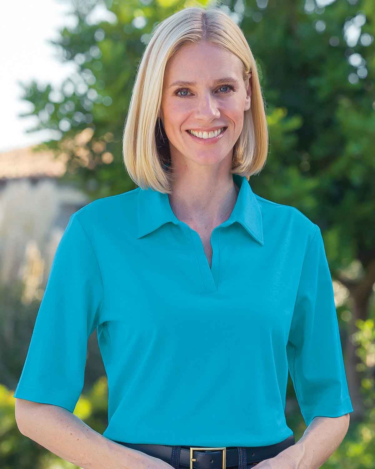 Silky Cotton Ladies Polo Top - Lagoon - Country Collection