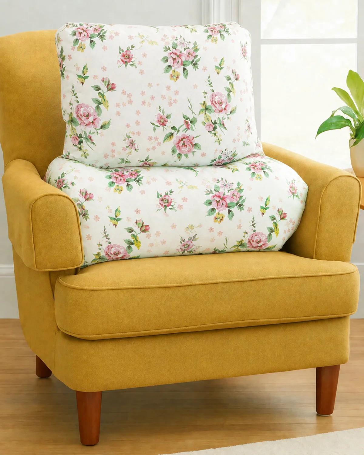Microfibre Floral Back Support Pillow  - Rose Garden