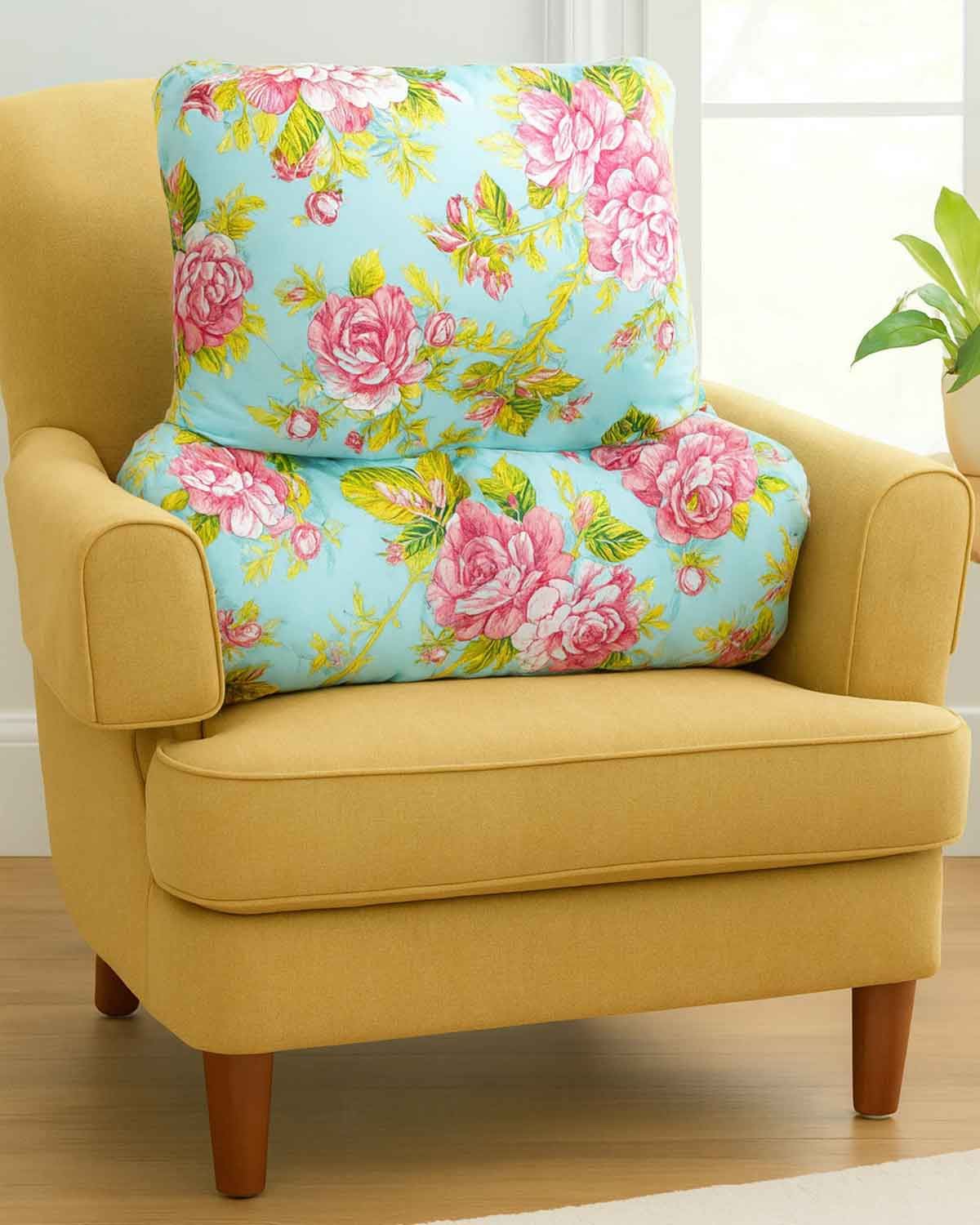 Microfibre Floral Back Support Pillow  - Rose Garden - Country Collection