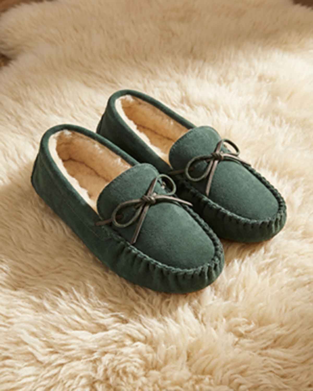 Lambswool Moccasin - Green - Country Collection