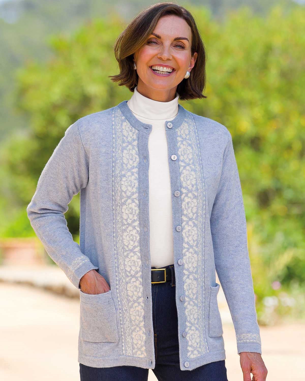 Louisa Crew Neck Lambswool Fairisle Cardigan - Multi - Country Collection