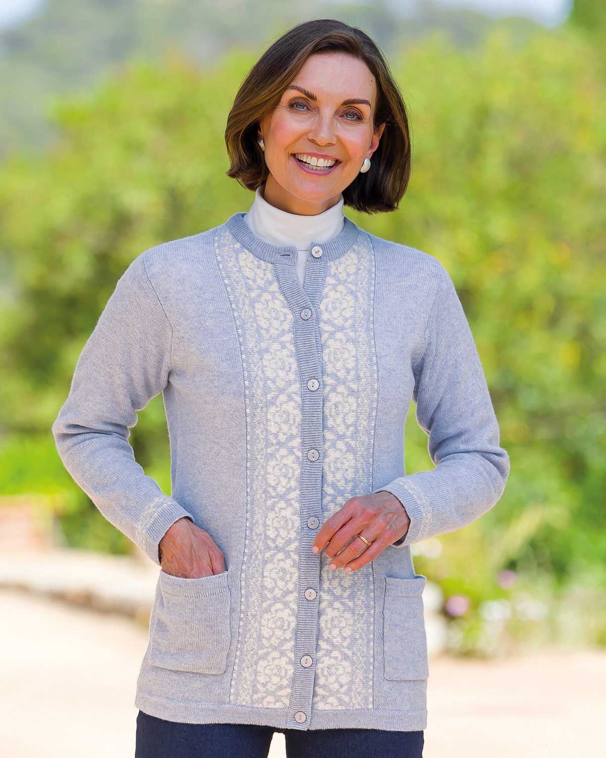 Louisa Crew Neck Lambswool Fairisle Cardigan - Image 2 - Country Collection