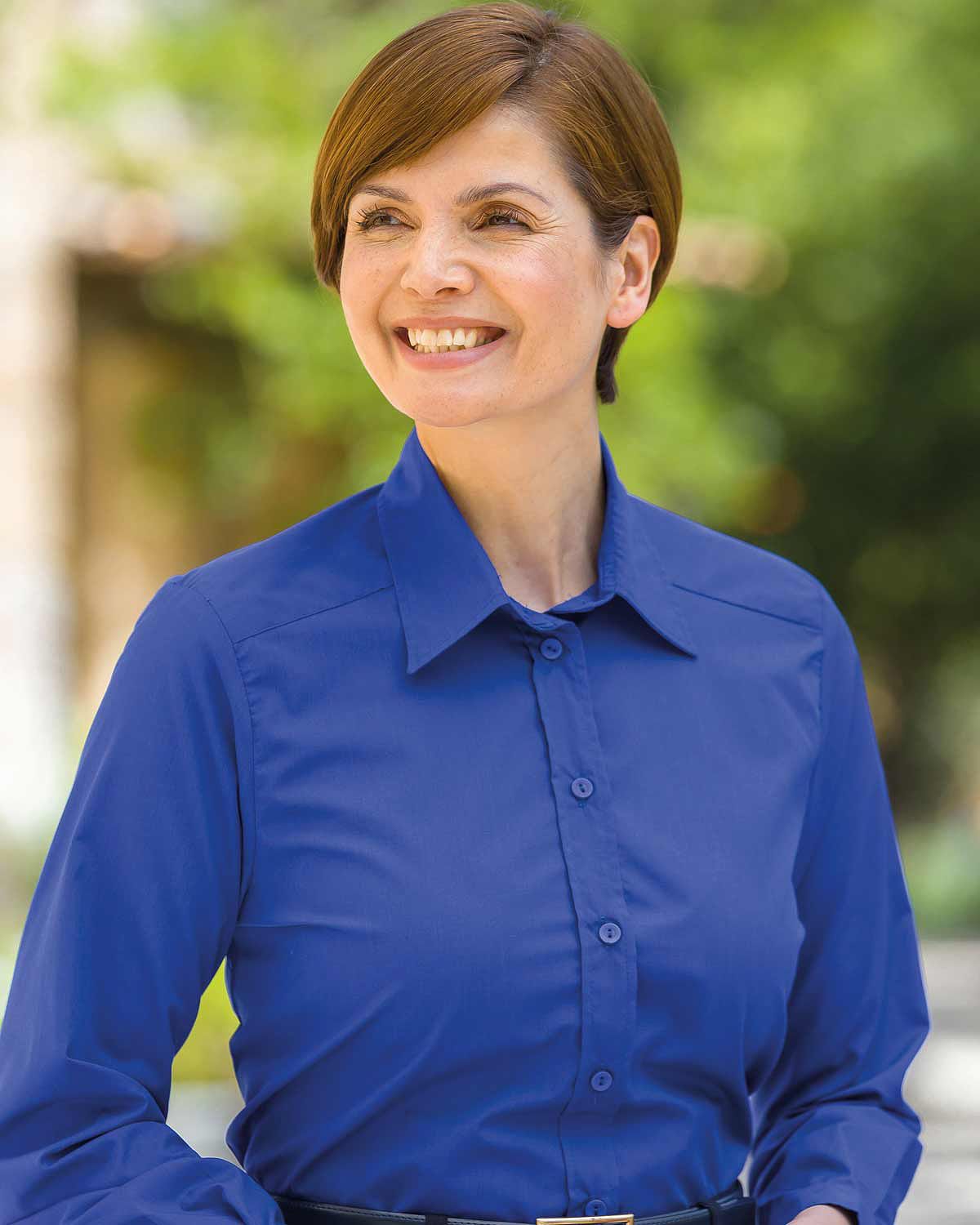 Easycare Long Sleeve Plain Polycotton Shirts - Sapphire - Country Collection