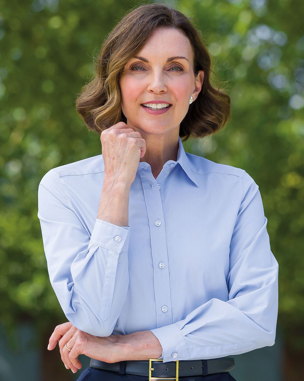 Easycare Long Sleeve Plain Polycotton Shirts - Pale Blue - Country Collection