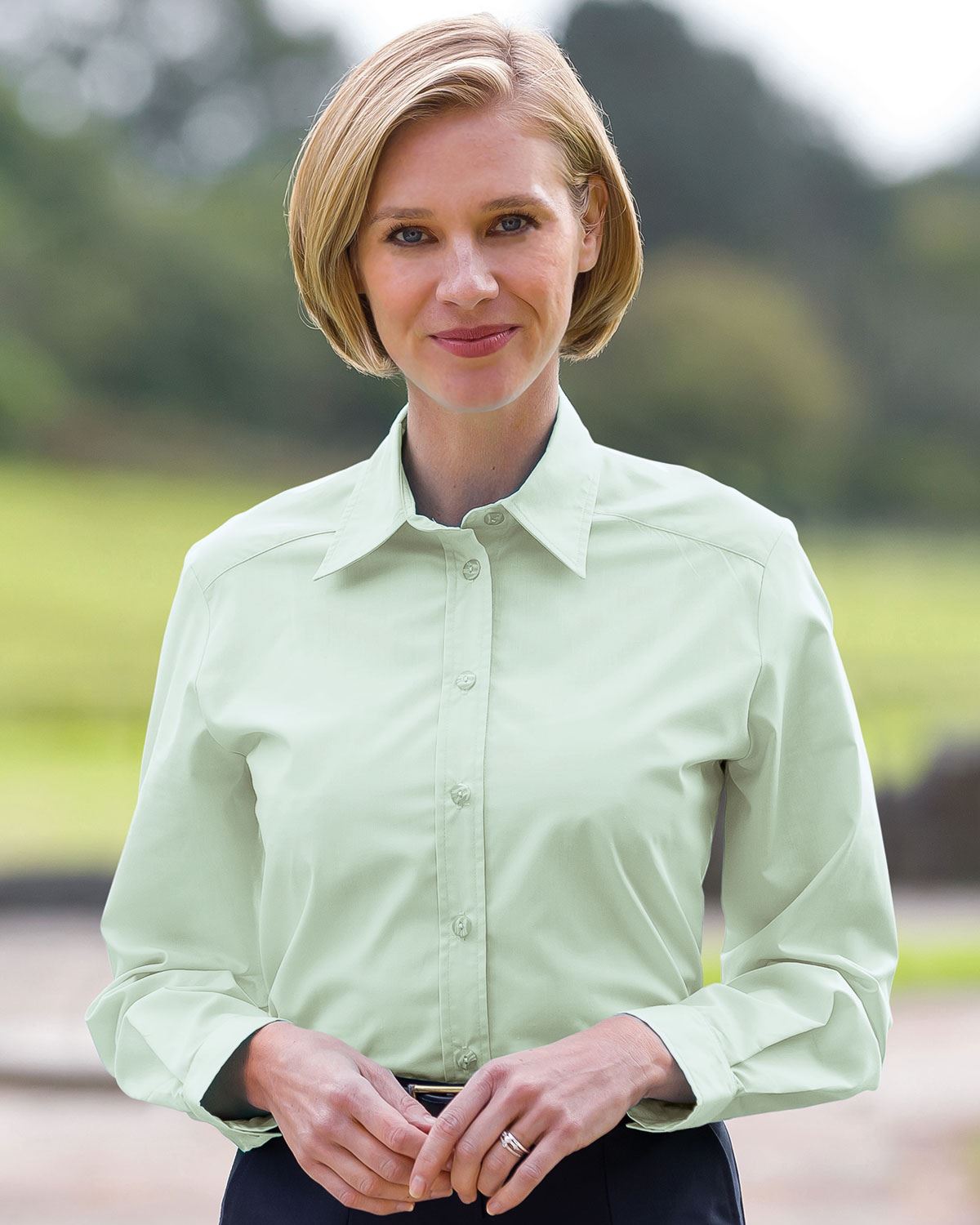 Easycare Long Sleeve Plain Polycotton Shirts - Mint - Country Collection