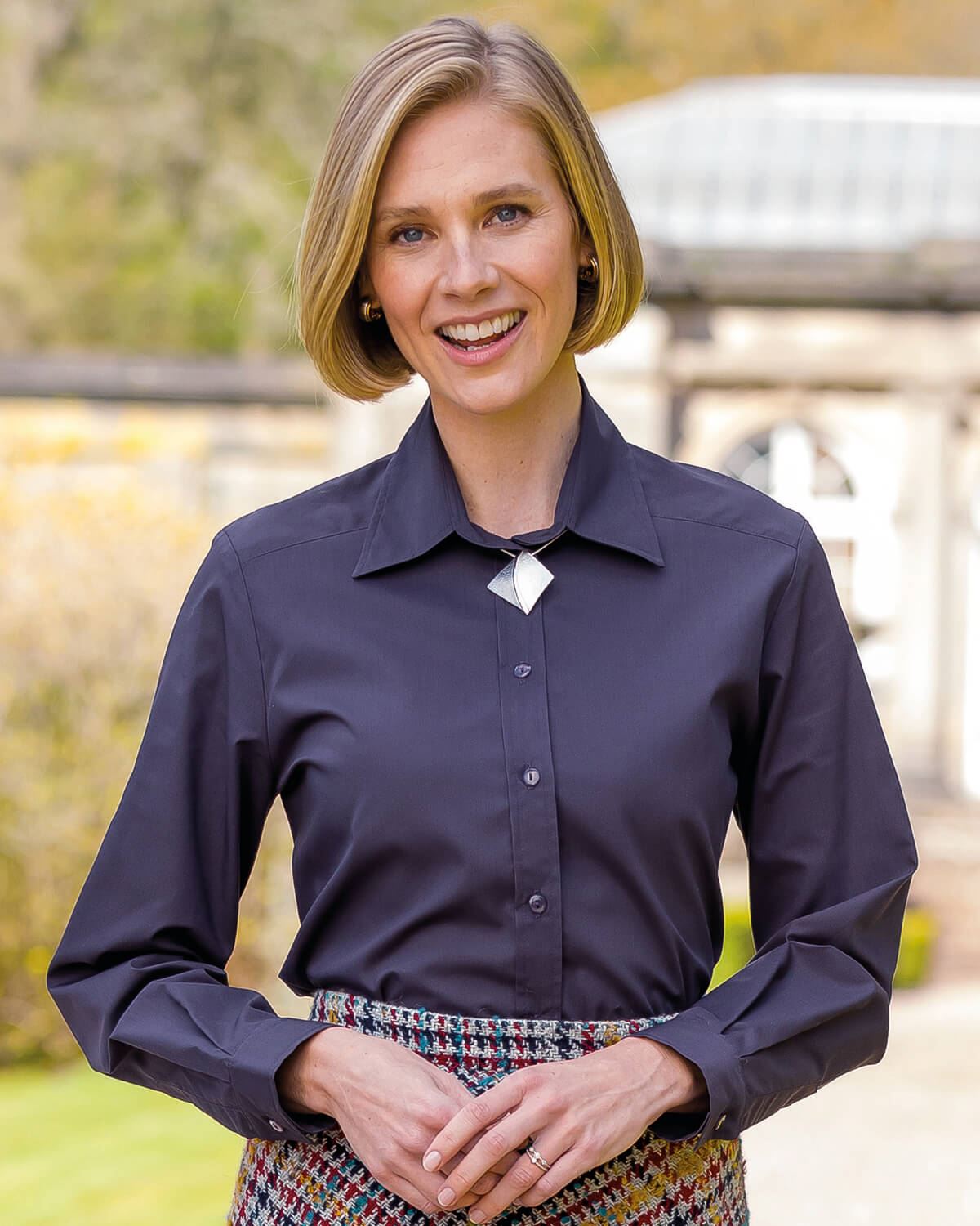 Easycare Long Sleeve Plain Polycotton Shirts - Navy - Country Collection