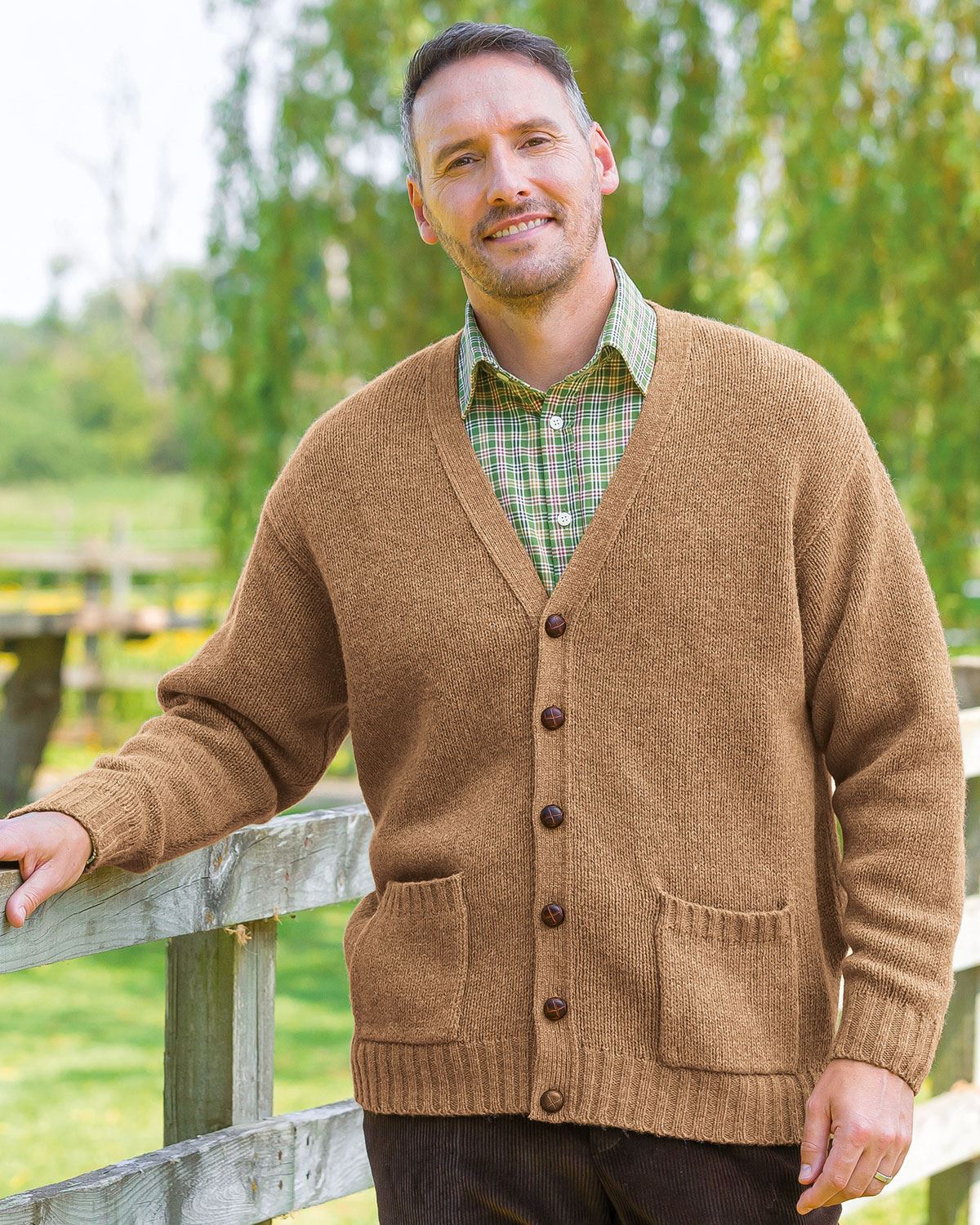 Shetland Cardigan  Mens - Walnut - Country Collection