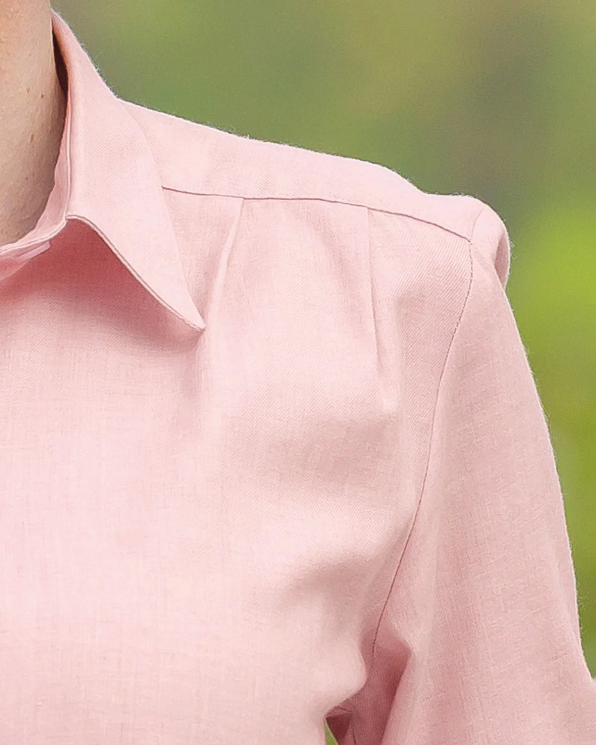 Soft Handle Cotton & Wool Long Sleeve Blouse – Pale Pink