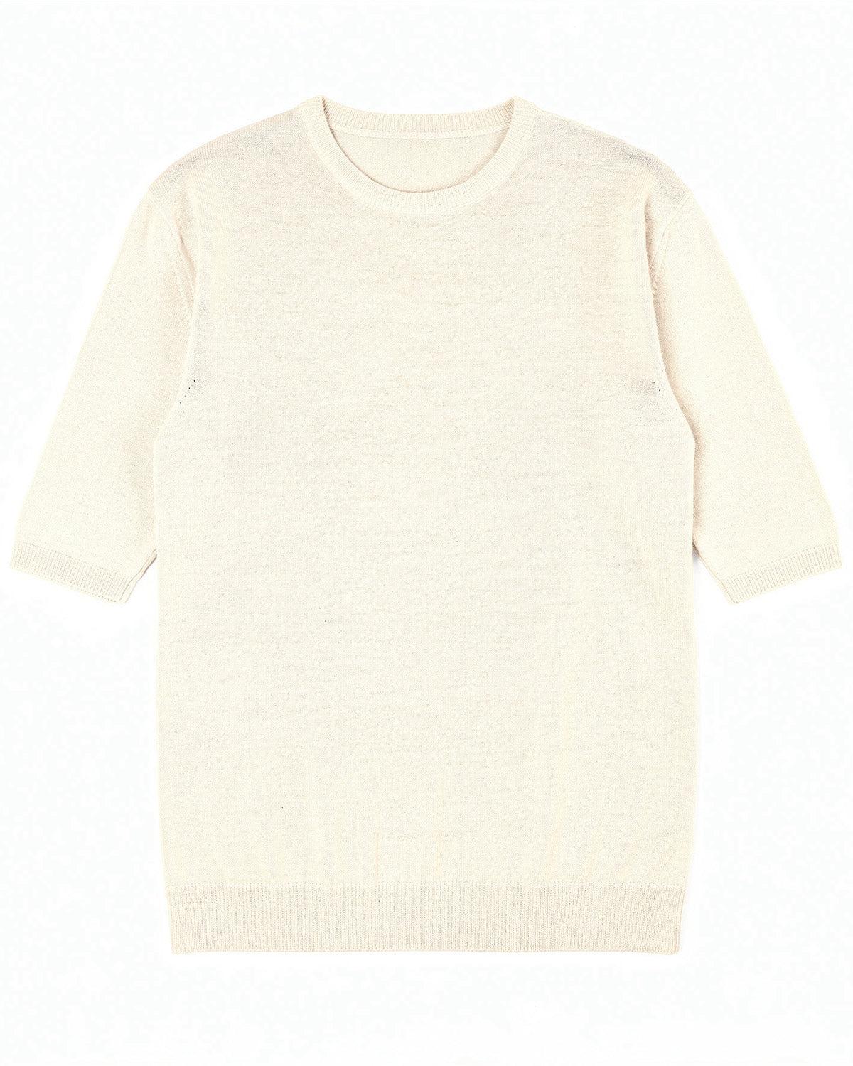 Ladies’ Pure Merino Wool Short Sleeve Crew Jumper – Cream