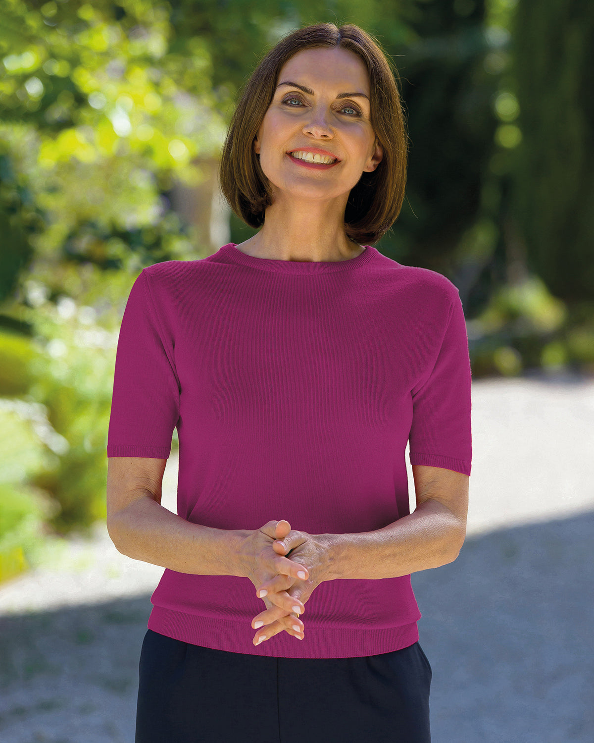Ladies’ Pure Merino Wool Short Sleeve Crew Jumper – Mulberry