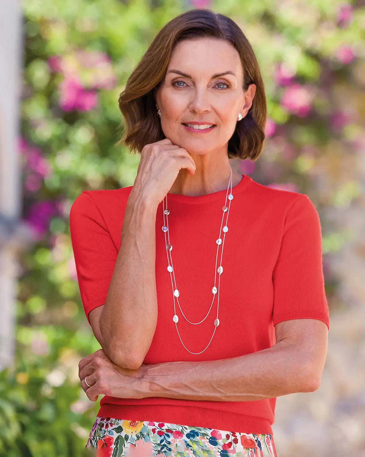 Ladies’ Pure Merino Wool Short Sleeve Crew Jumper – Watermelon