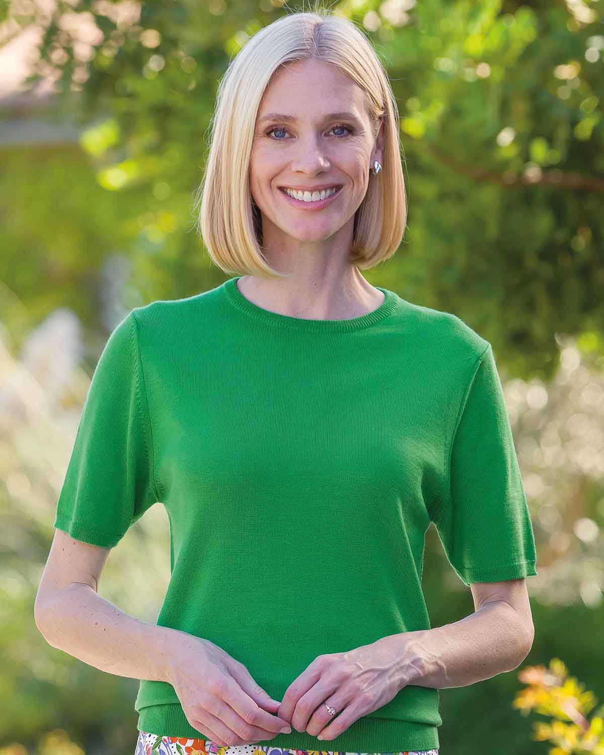Merino Short Sleeve Crew Jumper - Watercress - Country Collection