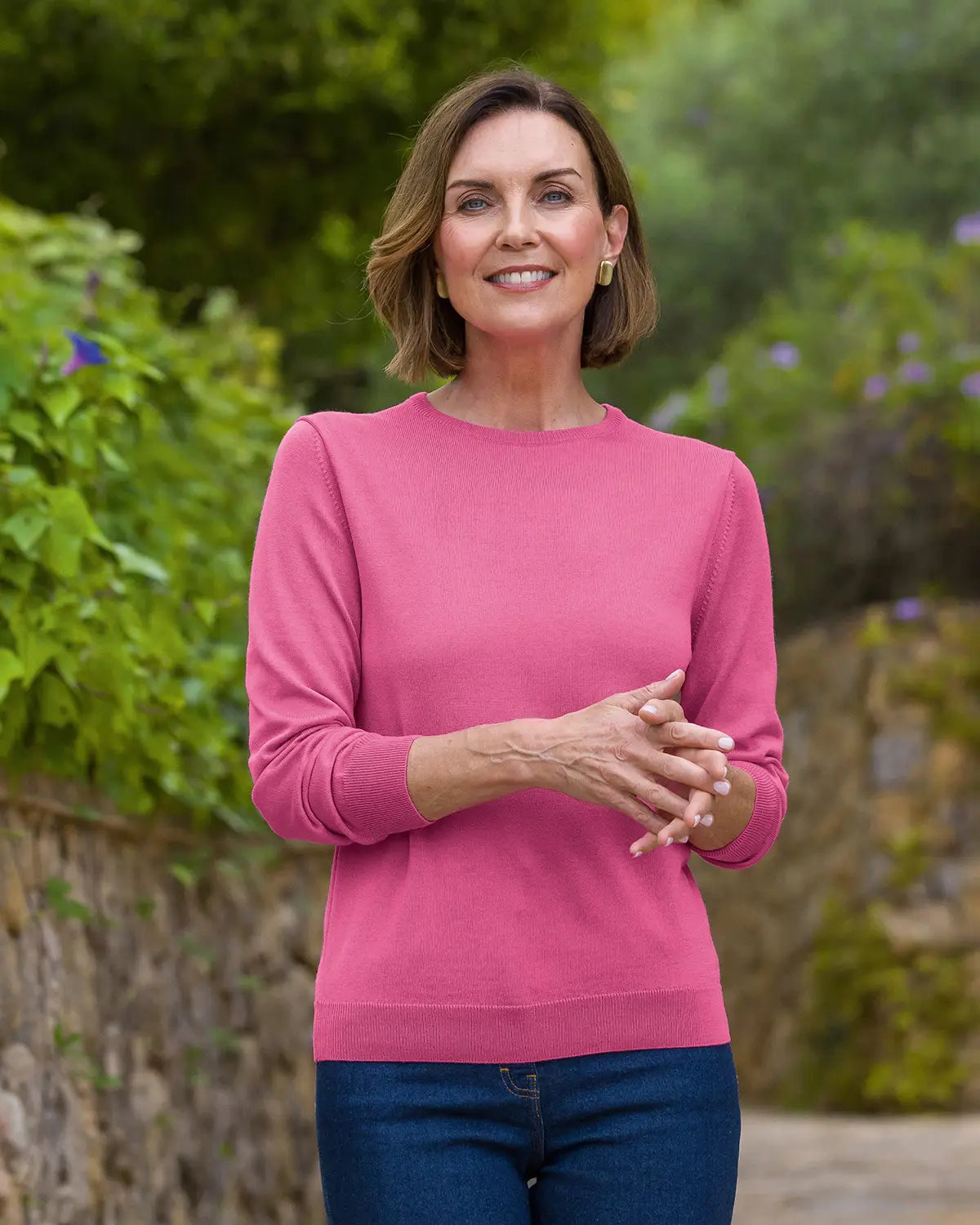 Ladies’ Pure Merino Wool Crew Neck Jumper – Bubblegum
