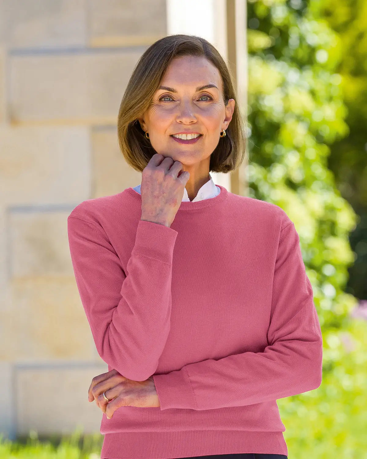 Ladies’ Pure Merino Wool Crew Neck Jumper – Rose